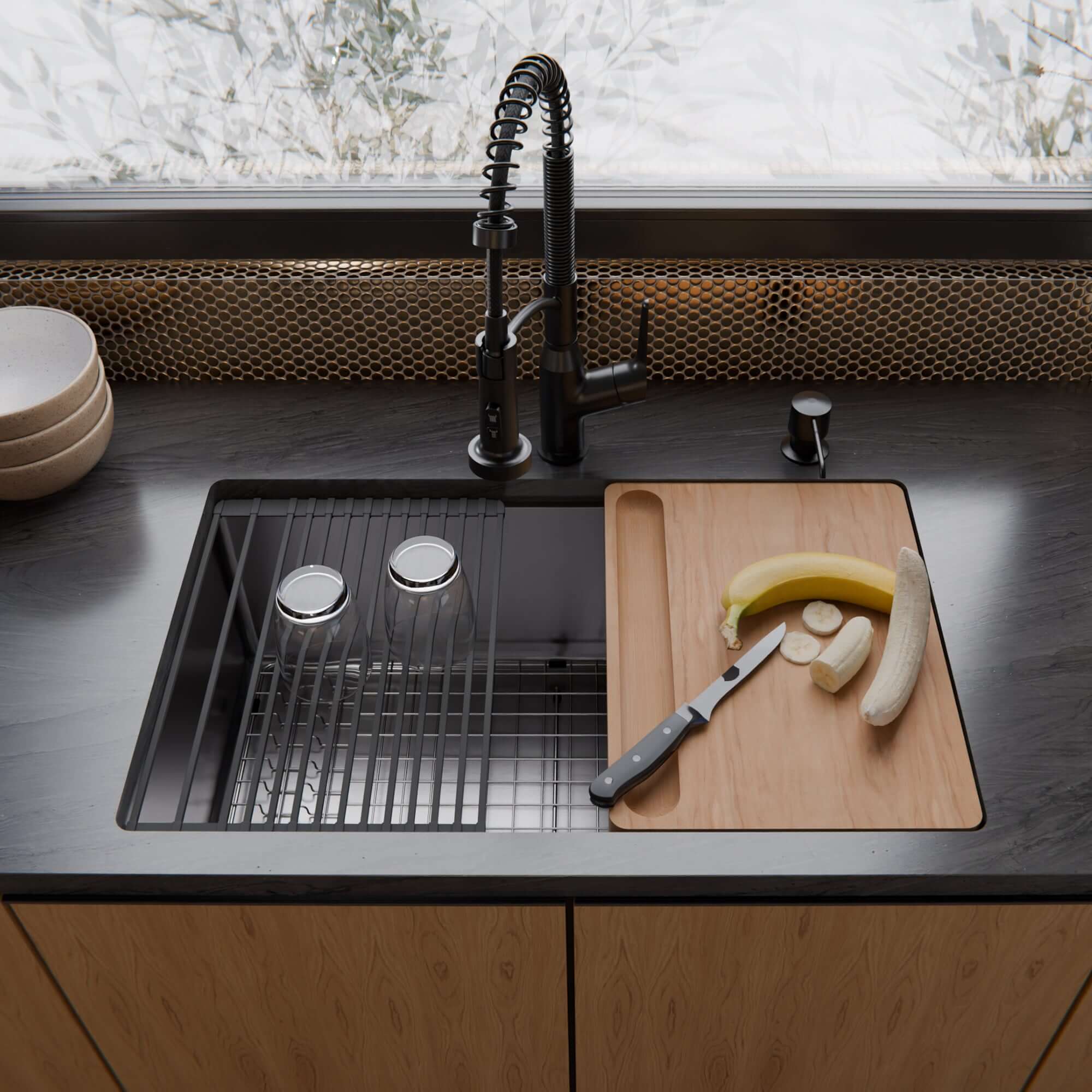 Alternate Image for Karran Fusion 30" Undermount Stainless Steel Workstation Kitchen Sink with Accessories, 16 Gauge, UUMSB3032-PK1