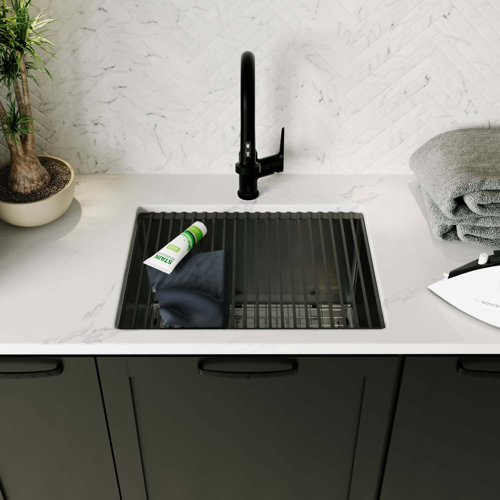 Alternate Image for Karran Fusion 23" Undermount Stainless Steel ADA Workstation Kitchen Sink with Accessories, 16 Gauge, UUMSB2332-12PK1