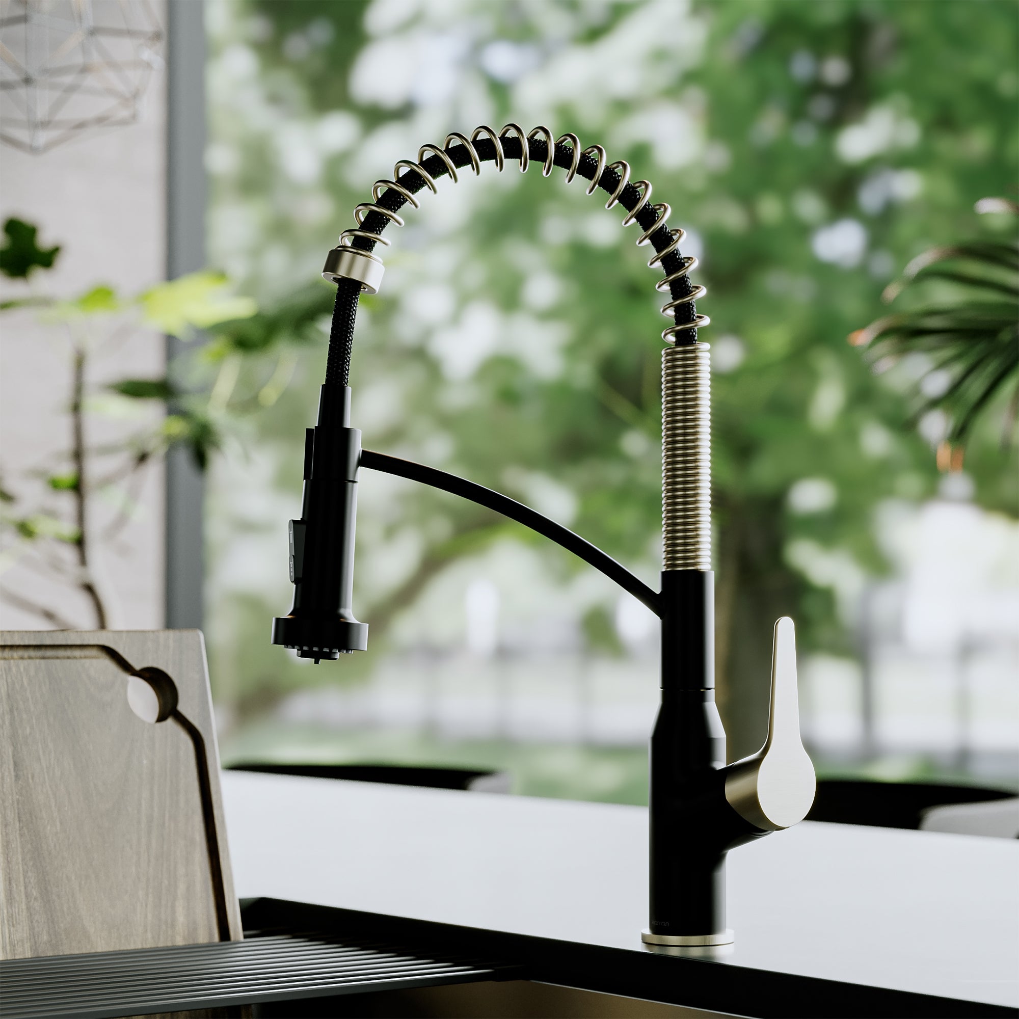 Karran Scottsdale 1.8 GPM Single Lever Handle Lead-free Brass ADA Kitchen Faucet, Pull-Down, Matte Black & Spot-Free Champagne Bronze, KKF210MBSFCB