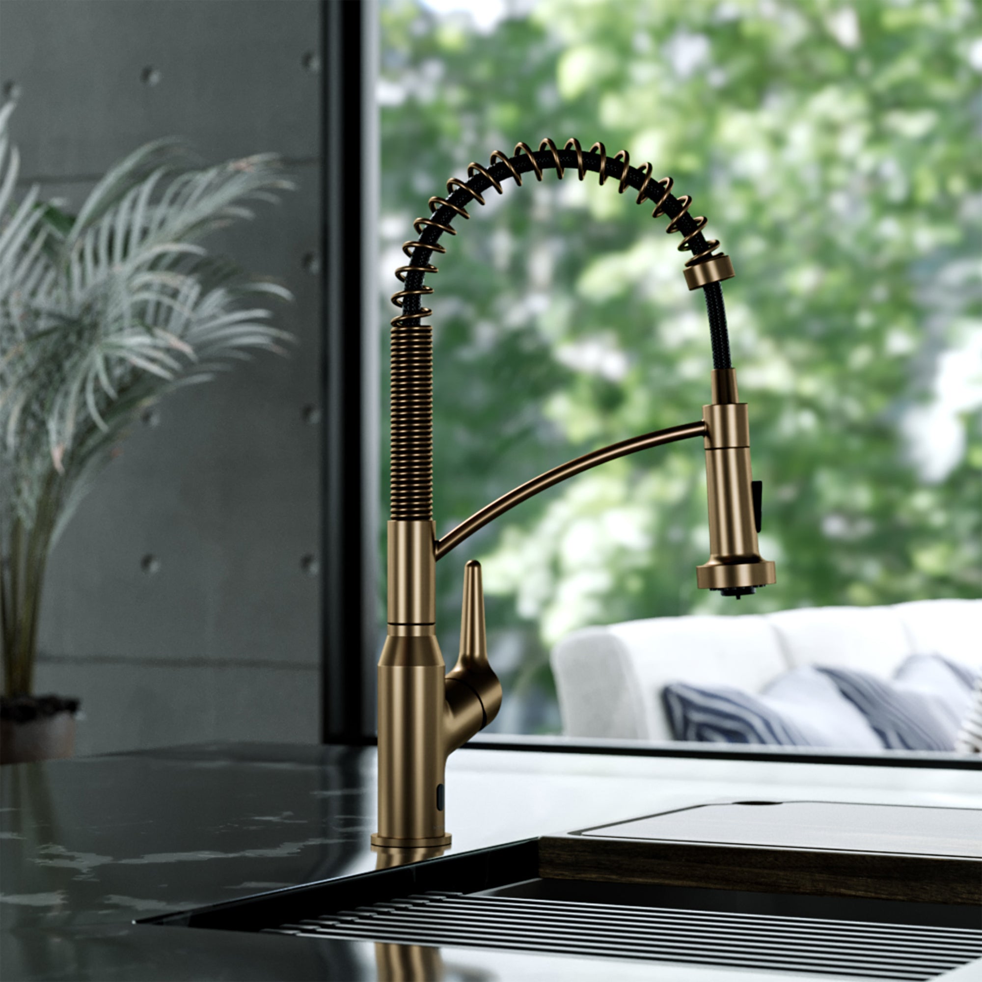 Alternative View of Karran Alston 1.8 GPM Single Lever Handle Lead-free Brass ADA Touchless Kitchen Faucet, Pull-Down, Brushed Copper, KKF215BC