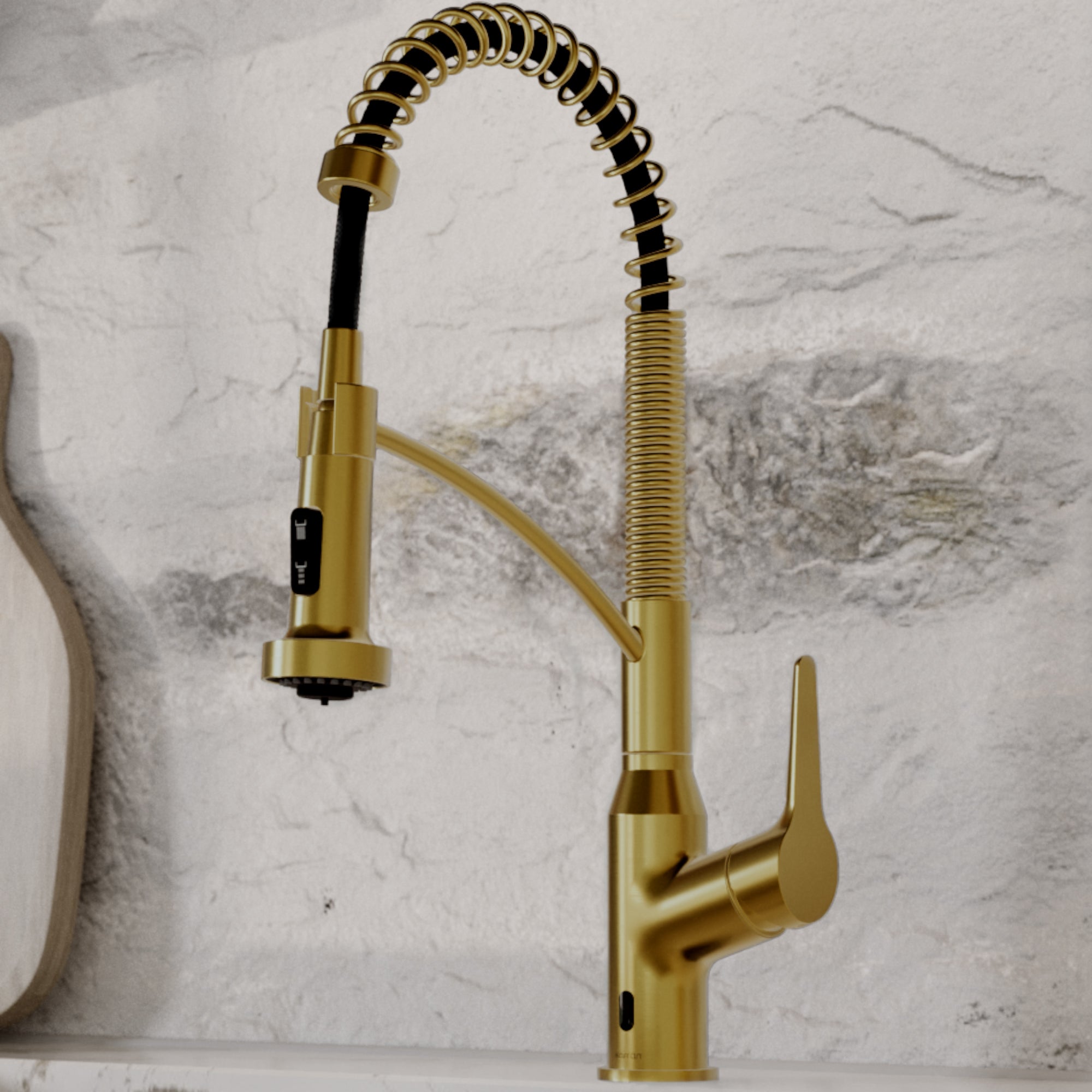 Alternative View of Karran Alston 1.8 GPM Single Lever Handle Lead-free Brass ADA Touchless Kitchen Faucet, Pull-Down, Gold, KKF215G
