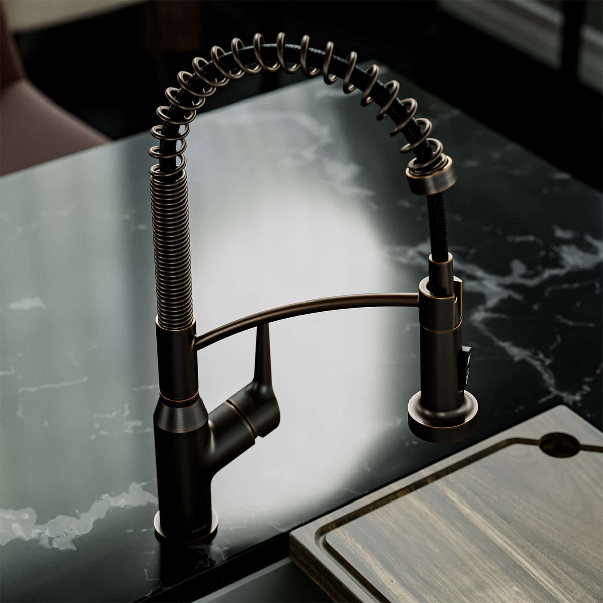 Alternative View of Karran Alston 1.8 GPM Single Lever Handle Lead-free Brass ADA Touchless Kitchen Faucet, Pull-Down, Oil Rubbed Bronze, KKF215ORB