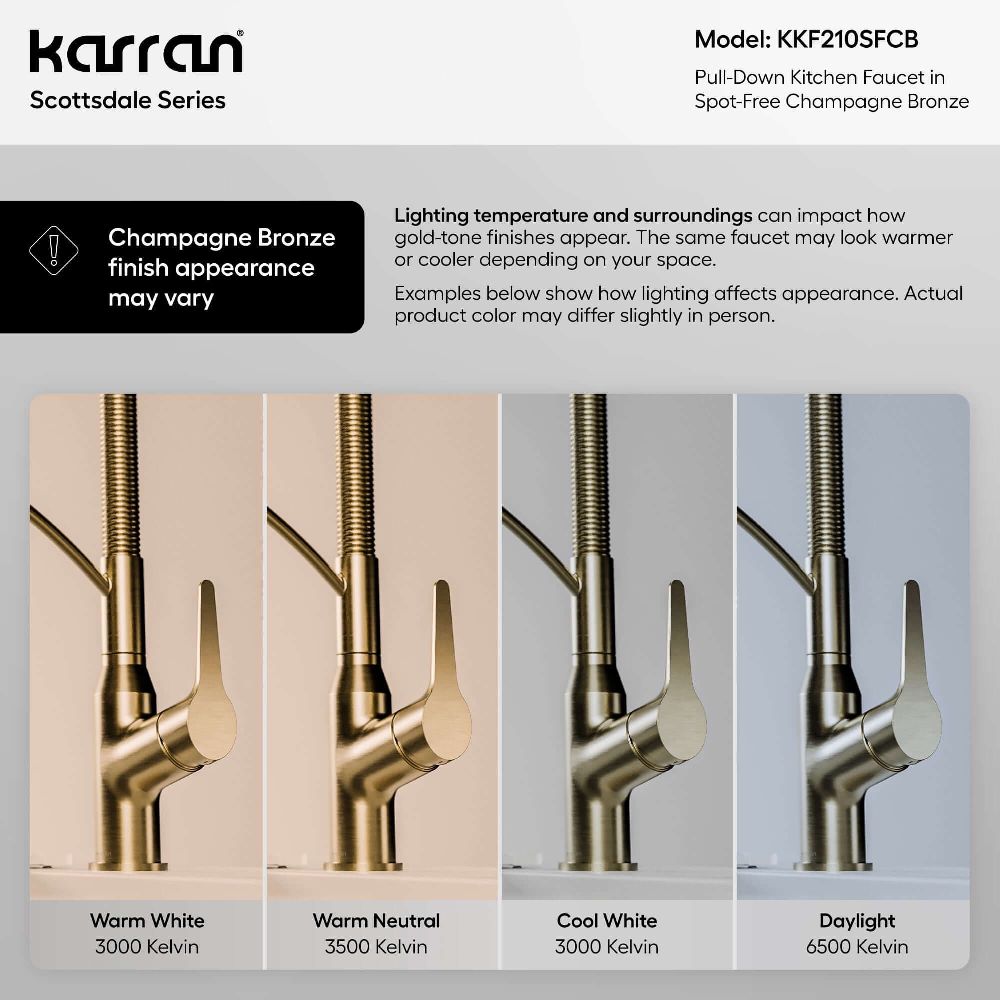 Alternate Image for Karran Scottsdale 1.8 GPM Single Lever Handle Lead-free Brass ADA Kitchen Faucet, Pull-Down, Spot-Free Champagne Bronze, KKF210SFCB