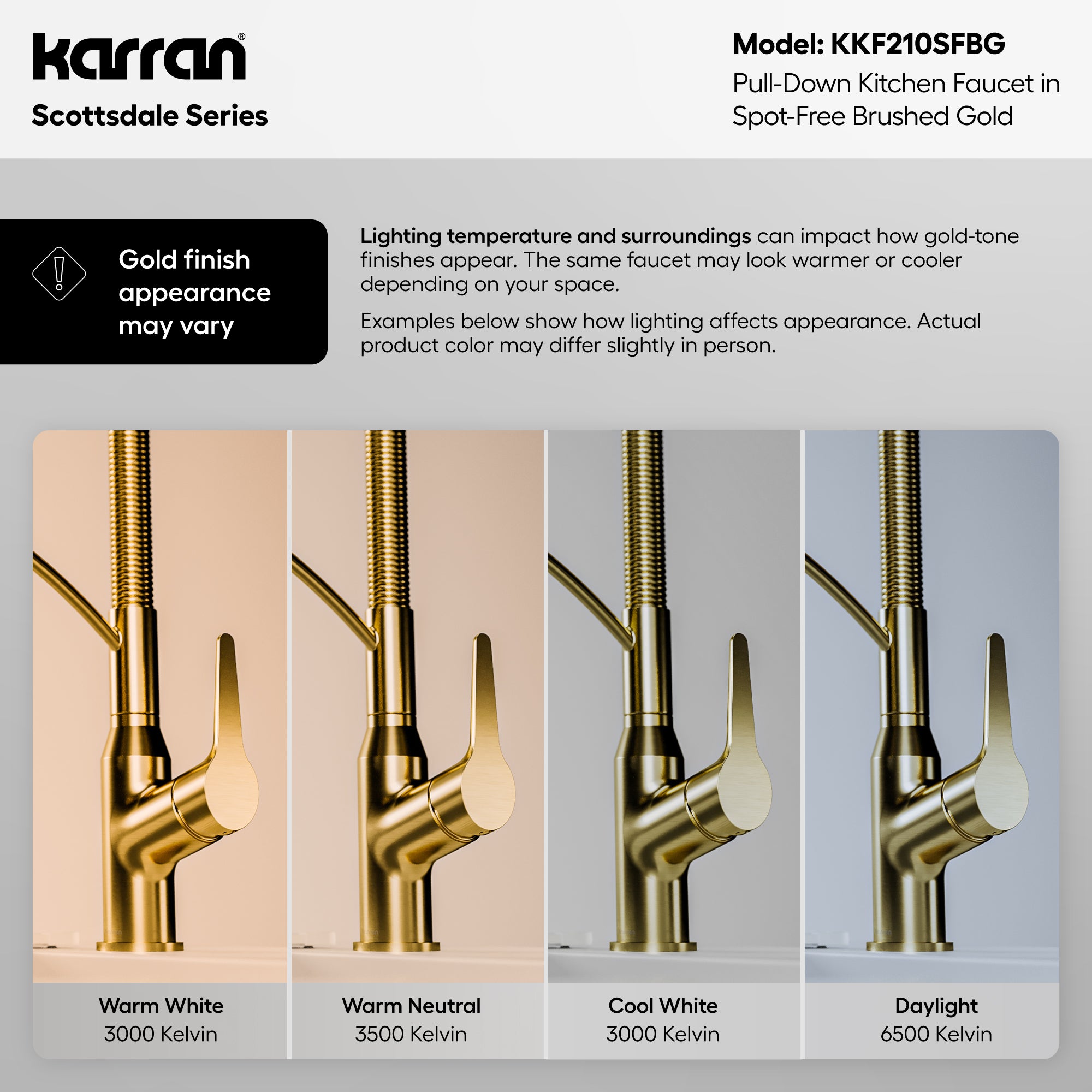 Alternative View of Karran Scottsdale 1.8 GPM Single Lever Handle Lead-free Brass ADA Kitchen Faucet, Pull-Down, Spot-Free Brushed Gold, KKF210SFBG