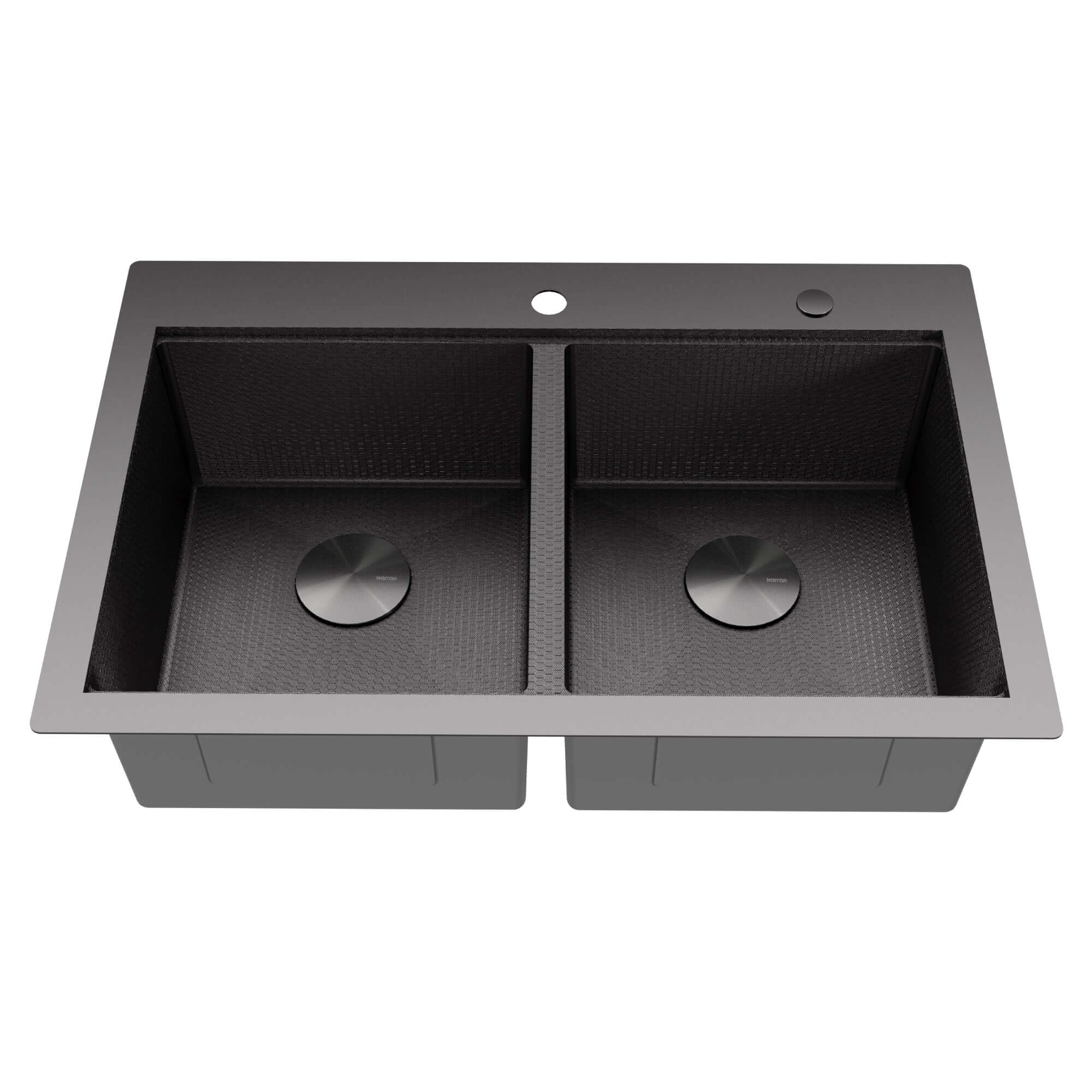 Alternate Image for Karran Matrix 33" Drop In/Topmount Stainless Steel Workstation Kitchen Sink with Accessories, 50/50 Double Bowl, Gunmetal Grey, 16 Gauge, HST3322DBGG