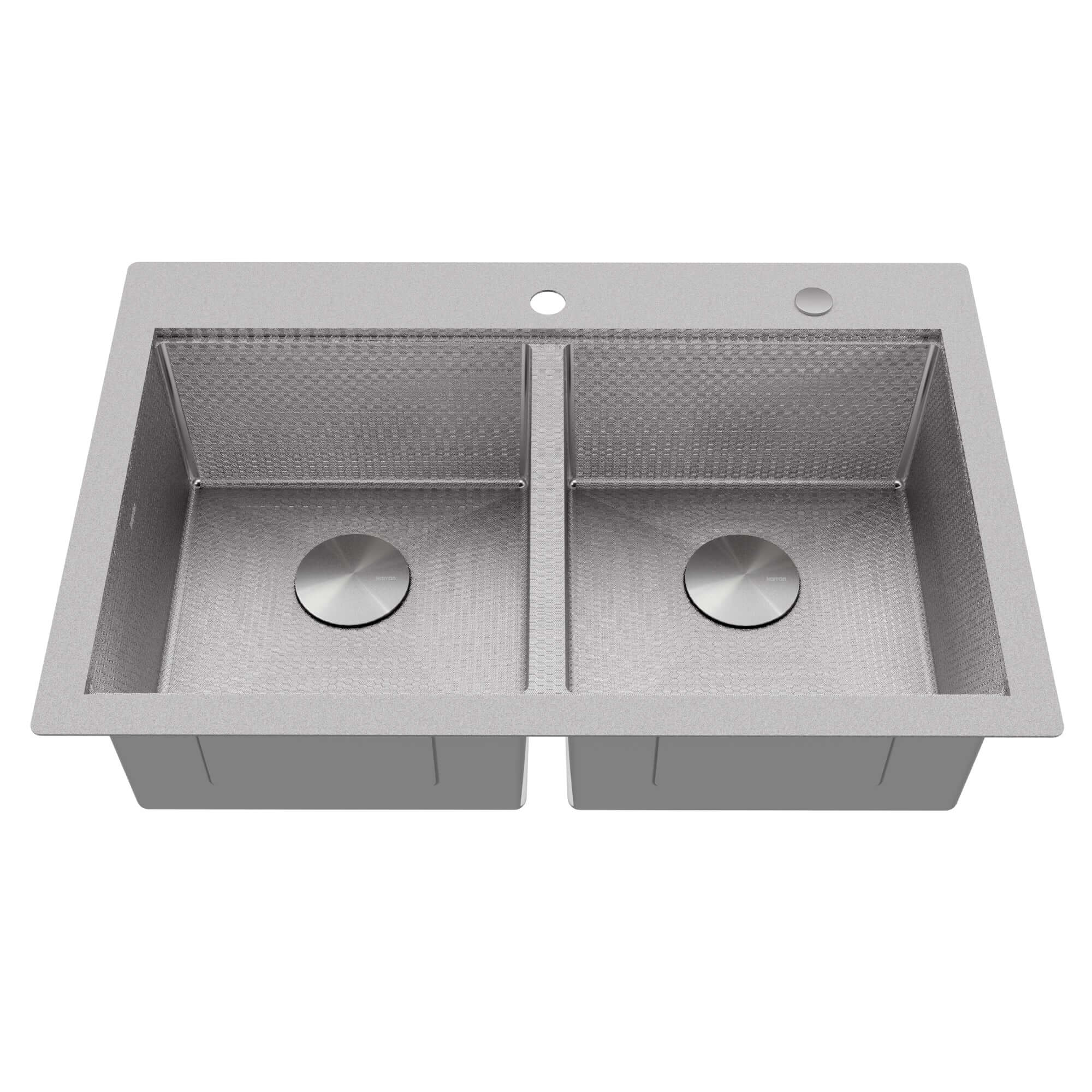 Alternate Image for Karran Matrix 33" Drop In/Topmount Stainless Steel Workstation Kitchen Sink with Accessories, 50/50 Double Bowl, 16 Gauge, HST3322DBSS