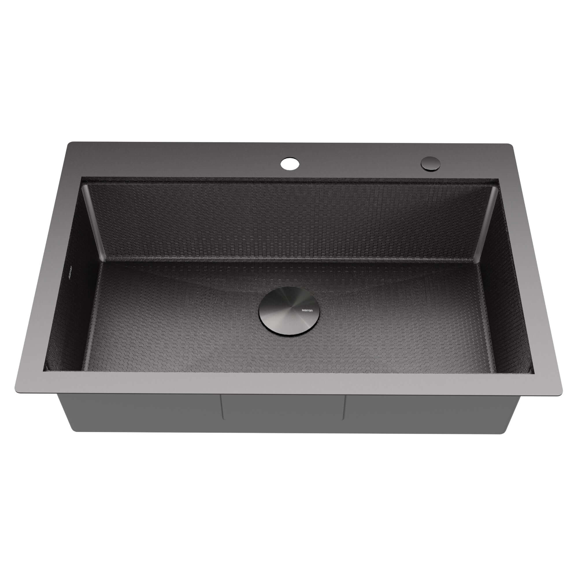 Alternate Image for Karran Matrix 33" Drop In/Topmount Stainless Steel Workstation Kitchen Sink with Accessories, Gunmetal Grey, 16 Gauge, HST3322SBGG