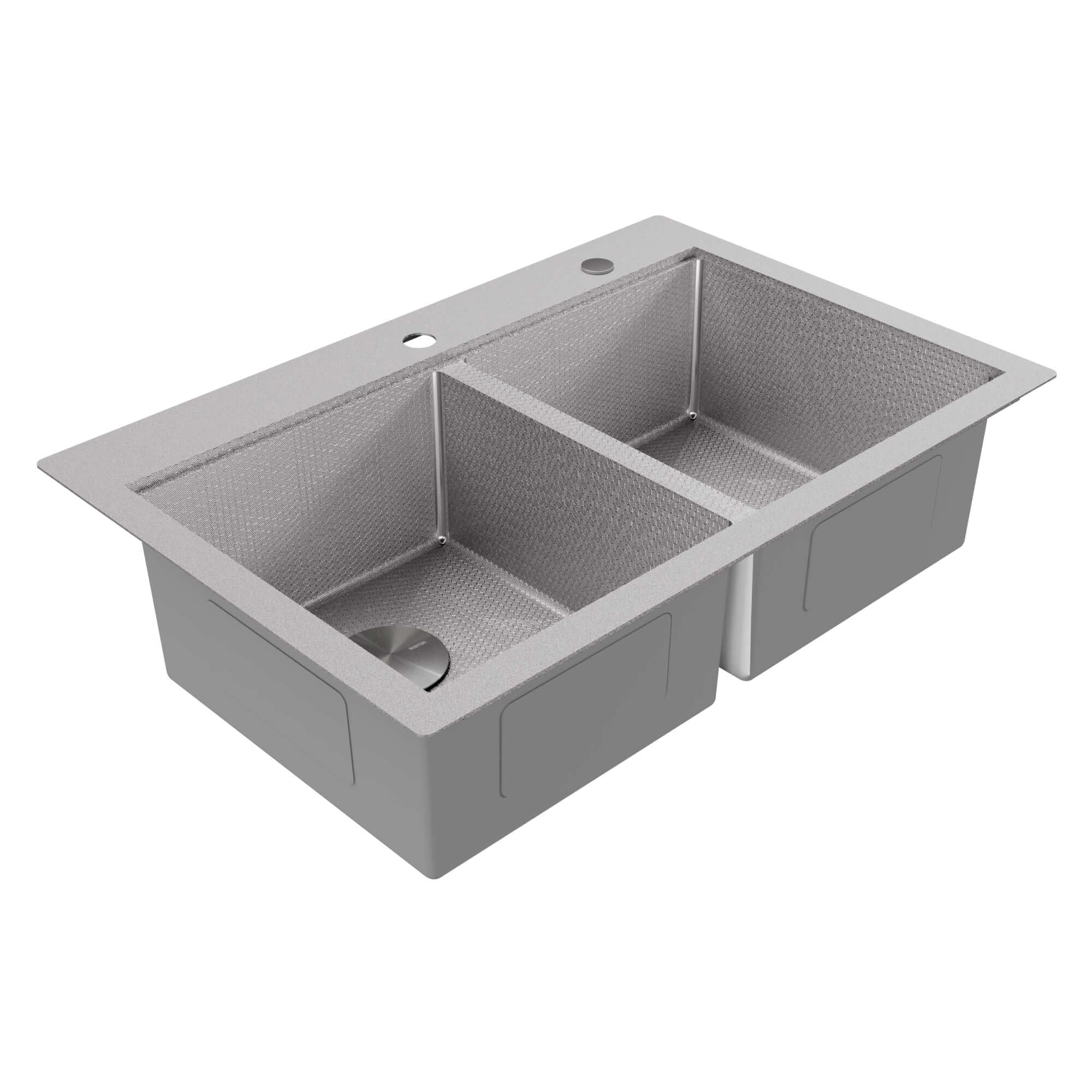 Alternate Image for Karran Matrix 33" Drop In/Topmount Stainless Steel Workstation Kitchen Sink with Accessories, 50/50 Double Bowl, 16 Gauge, HST3322DBSS