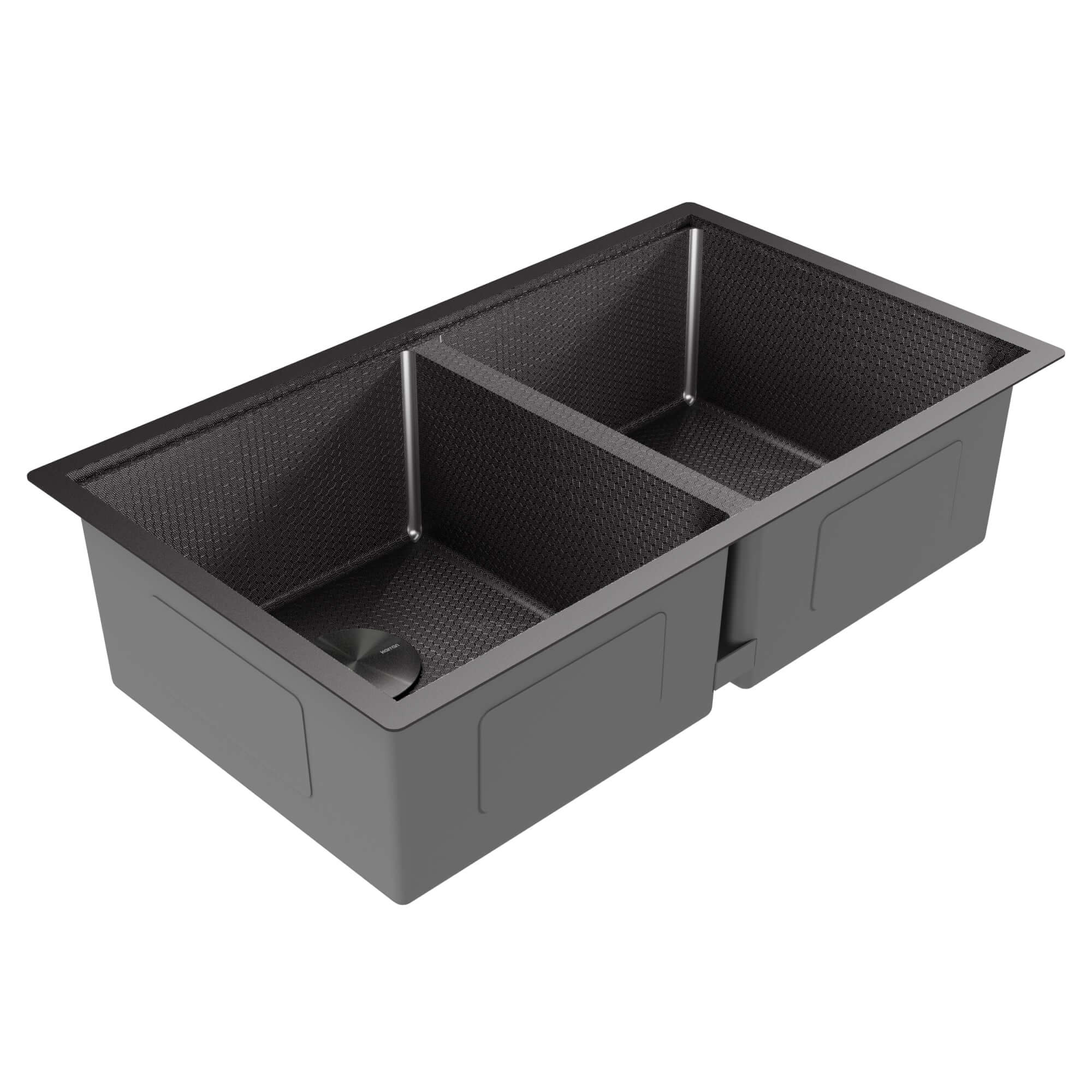 Alternate Image for Karran Matrix 32" Undermount Stainless Steel Workstation Kitchen Sink with Accessories, 50/50 Double Bowl, Gunmetal Grey, 16 Gauge, HSU3219DBGG