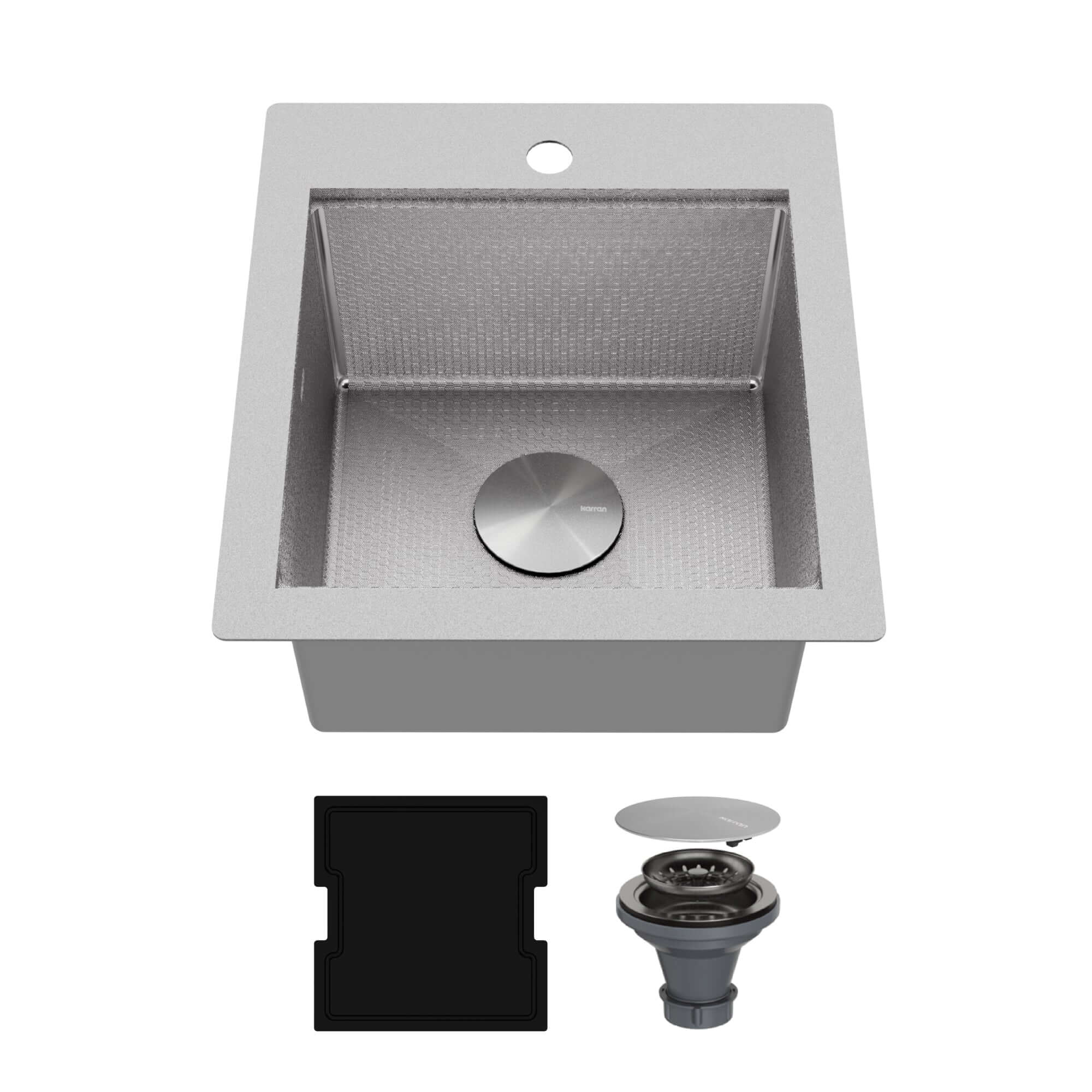 Alternate Image for Karran Matrix 17" Drop In/Topmount Stainless Steel Workstation Kitchen Sink with Accessories, 16 Gauge, HST1719SBSS
