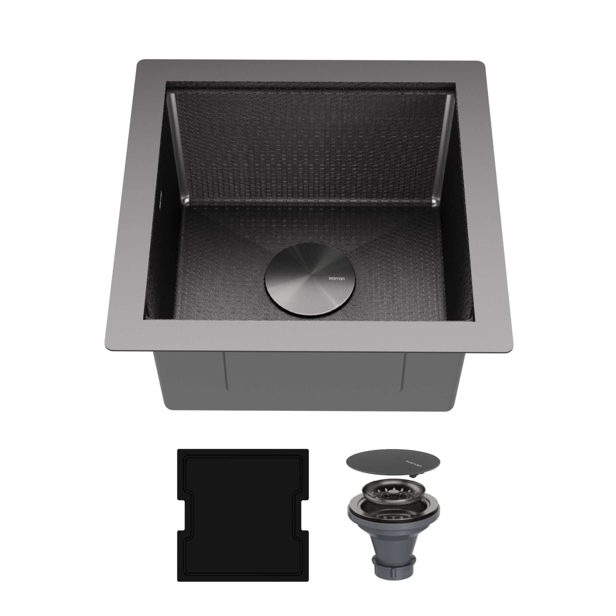 Alternate Image for Karran Matrix 17" Undermount Stainless Steel Workstation Kitchen Sink with Accessories, Gunmetal Grey, 16 Gauge, HSU1717SBGG
