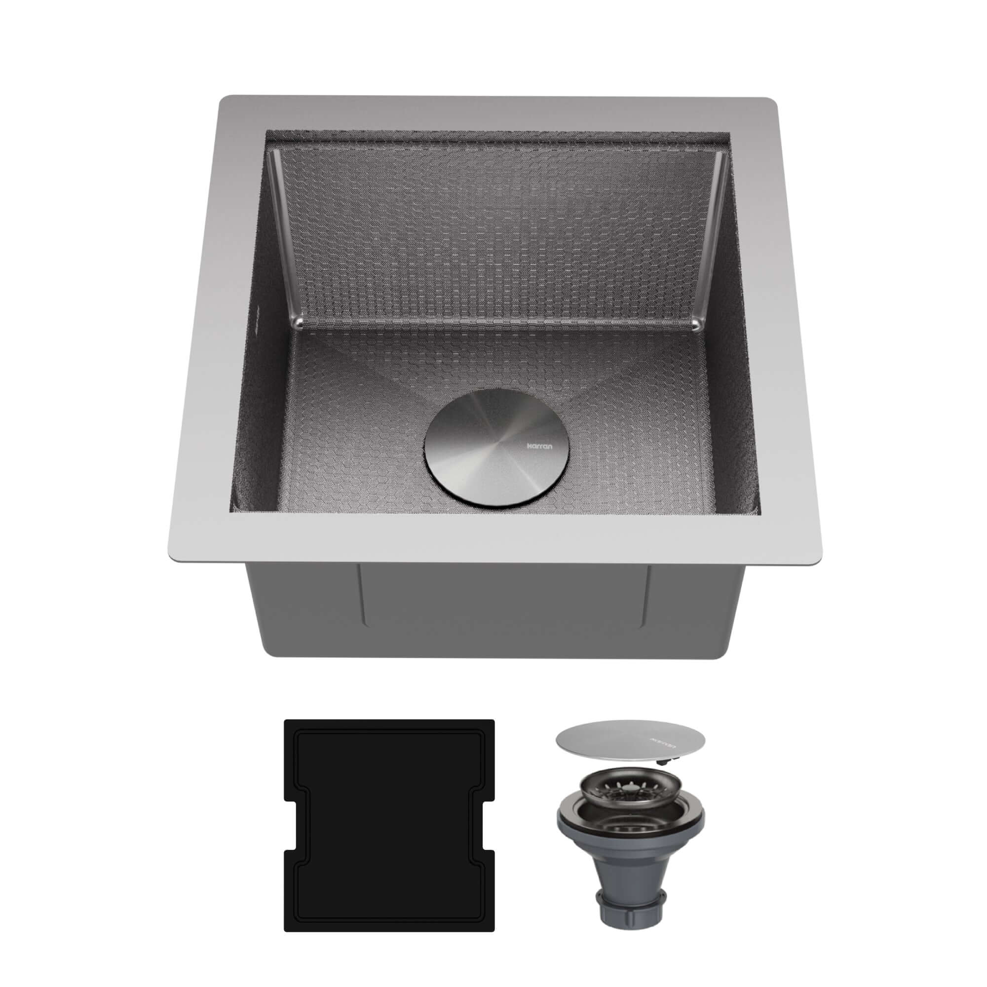 Alternate Image for Karran Matrix 17" Undermount Stainless Steel Workstation Kitchen Sink with Accessories, 16 Gauge, HSU1717SBSS