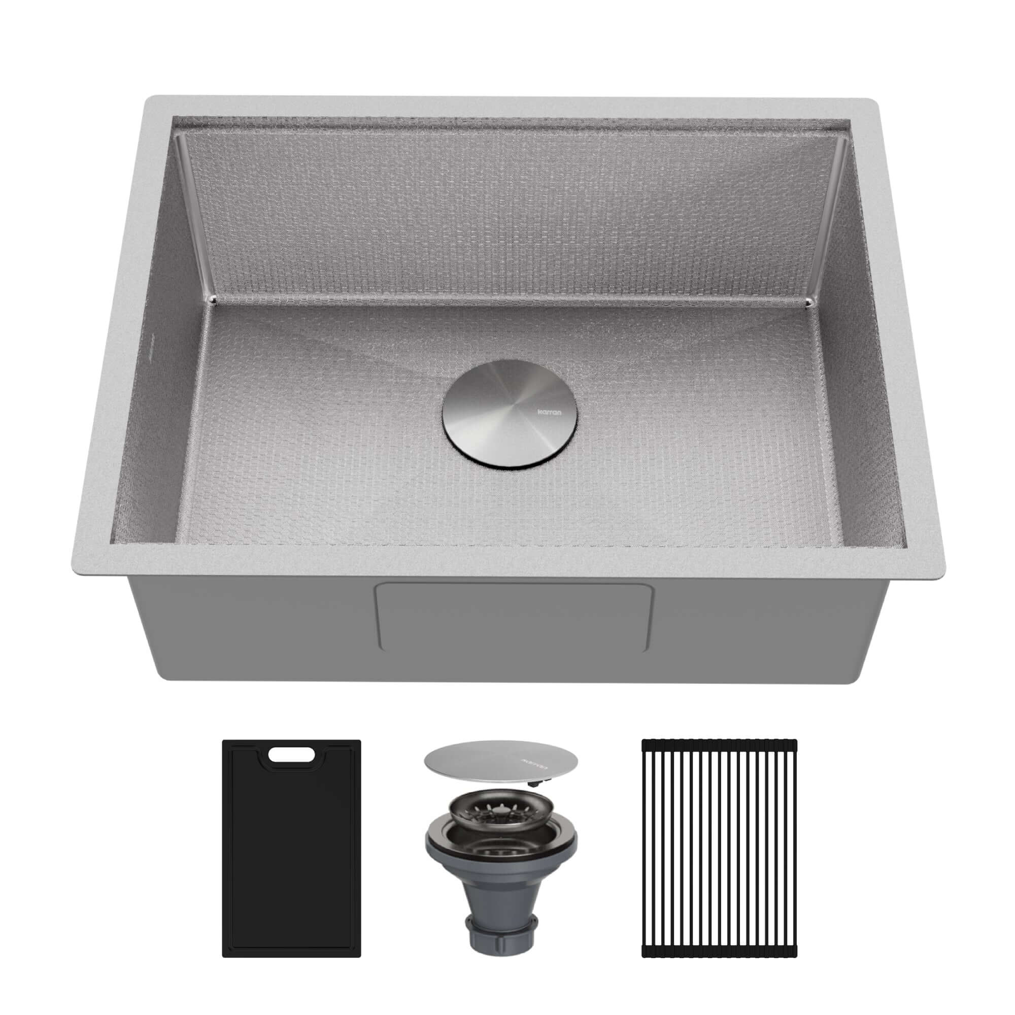 Alternate Image for Karran Matrix 24" Undermount Stainless Steel Workstation Kitchen Sink with Accessories, 16 Gauge, HSU2419SBSS