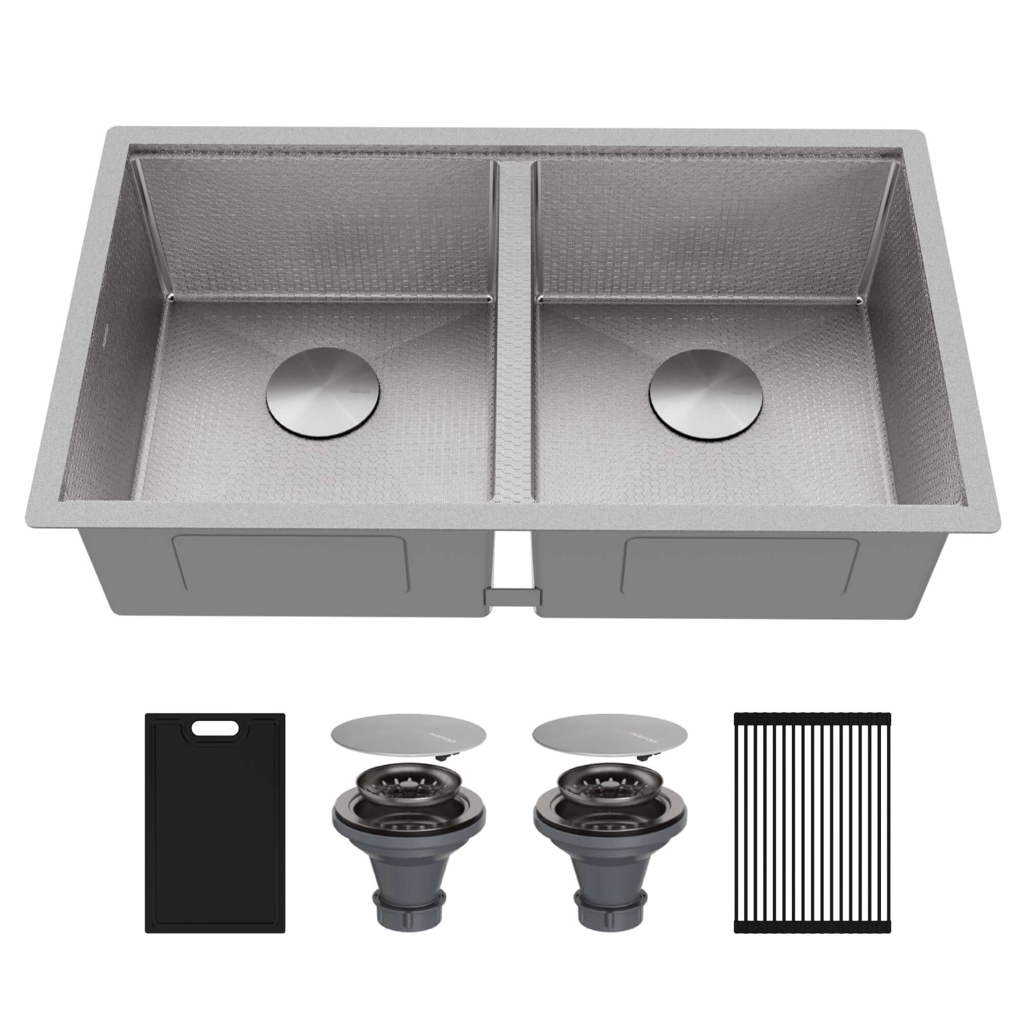 Alternate Image for Karran Matrix 32" Undermount Stainless Steel Workstation Kitchen Sink with Accessories, 50/50 Double Bowl, 16 Gauge, HSU3219DBSS