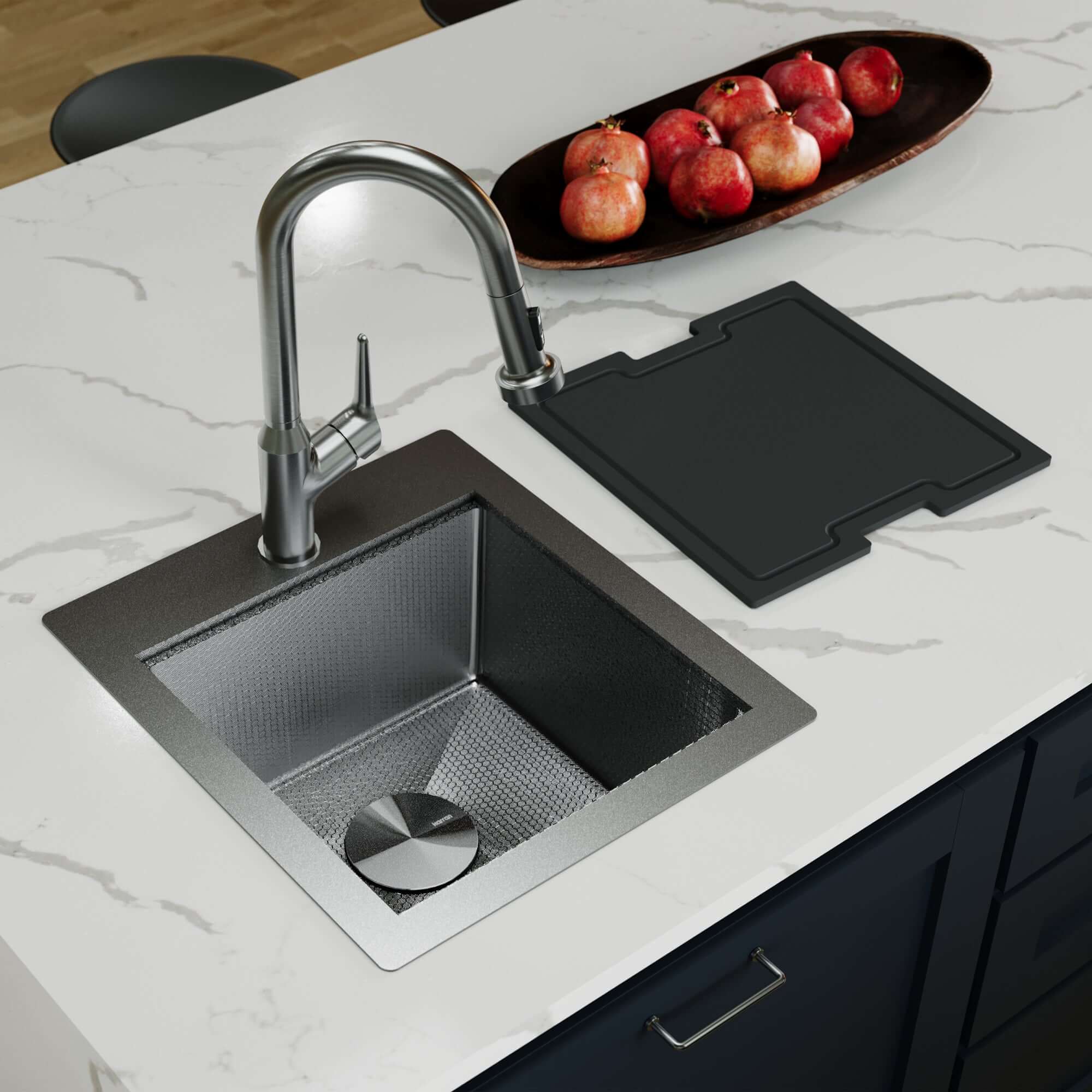 Alternate Image for Karran Matrix 17" Drop In/Topmount Stainless Steel Workstation Kitchen Sink with Accessories, Gunmetal Grey, 16 Gauge, HST1719SBGG