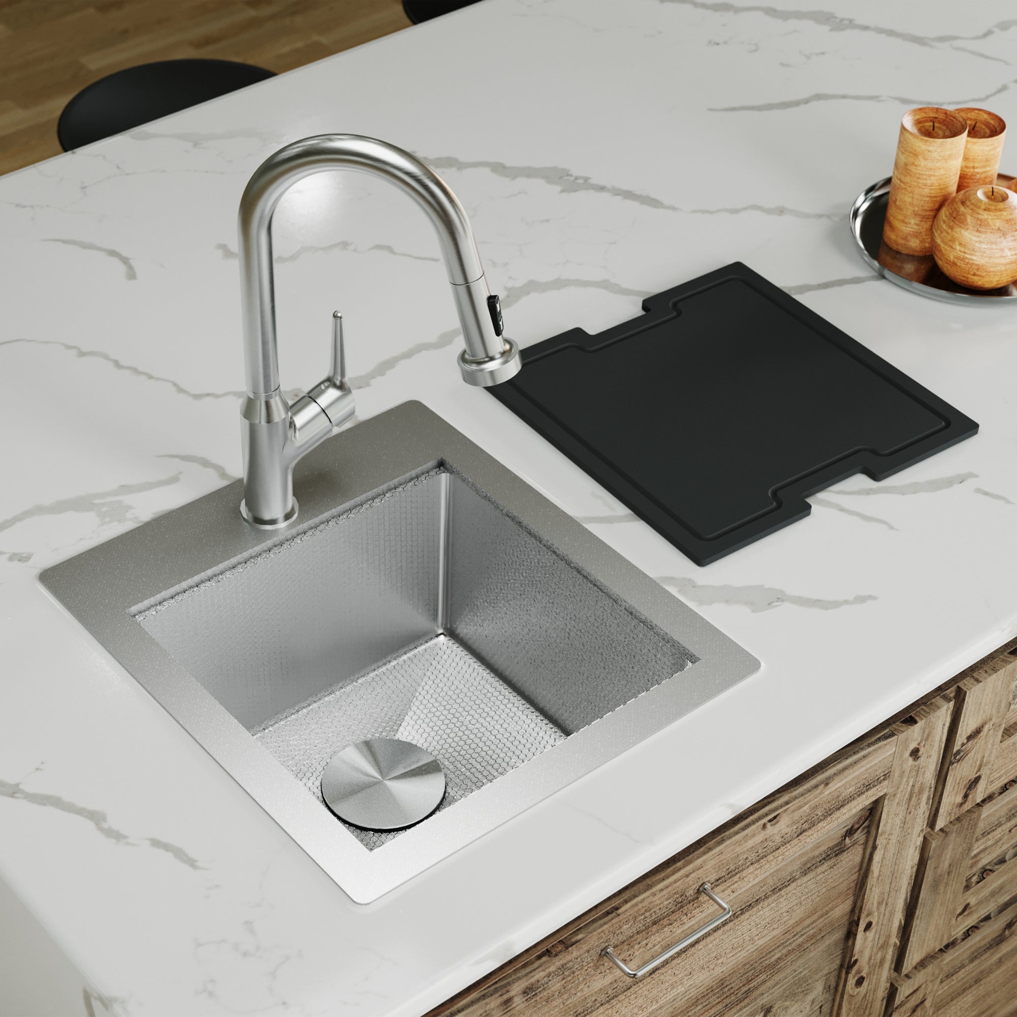 Alternate Image for Karran Matrix 17" Drop In/Topmount Stainless Steel Workstation Kitchen Sink with Accessories, 16 Gauge, HST1719SBSS