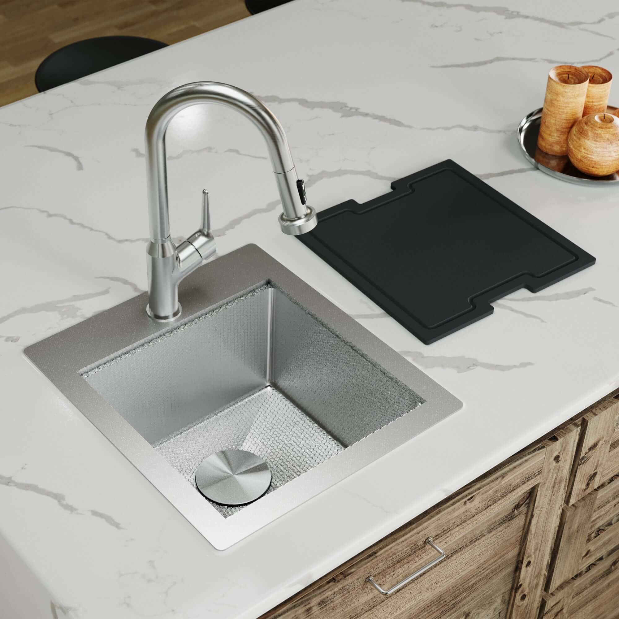 Alternate Image for Karran Matrix 17" Drop In/Topmount Stainless Steel Workstation Kitchen Sink with Accessories, 16 Gauge, HST1719SBSS