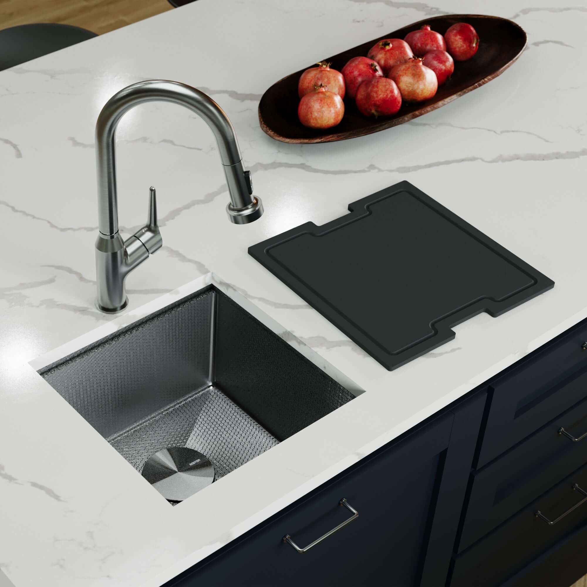 Alternate Image for Karran Matrix 17" Undermount Stainless Steel Workstation Kitchen Sink with Accessories, Gunmetal Grey, 16 Gauge, HSU1717SBGG