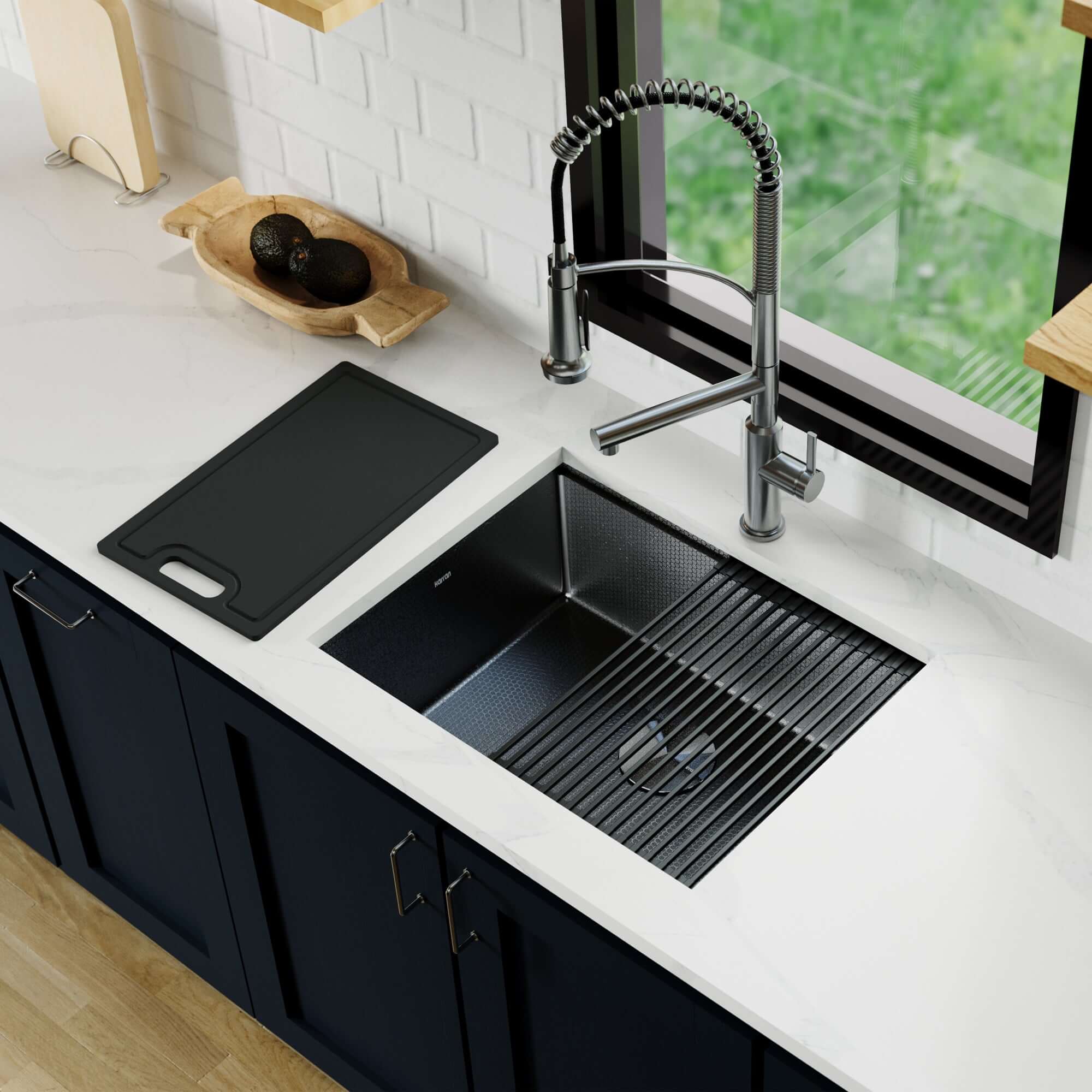 Alternate Image for Karran Matrix 24" Undermount Stainless Steel Workstation Kitchen Sink with Accessories, Gunmetal Grey, 16 Gauge, HSU2419SBGG