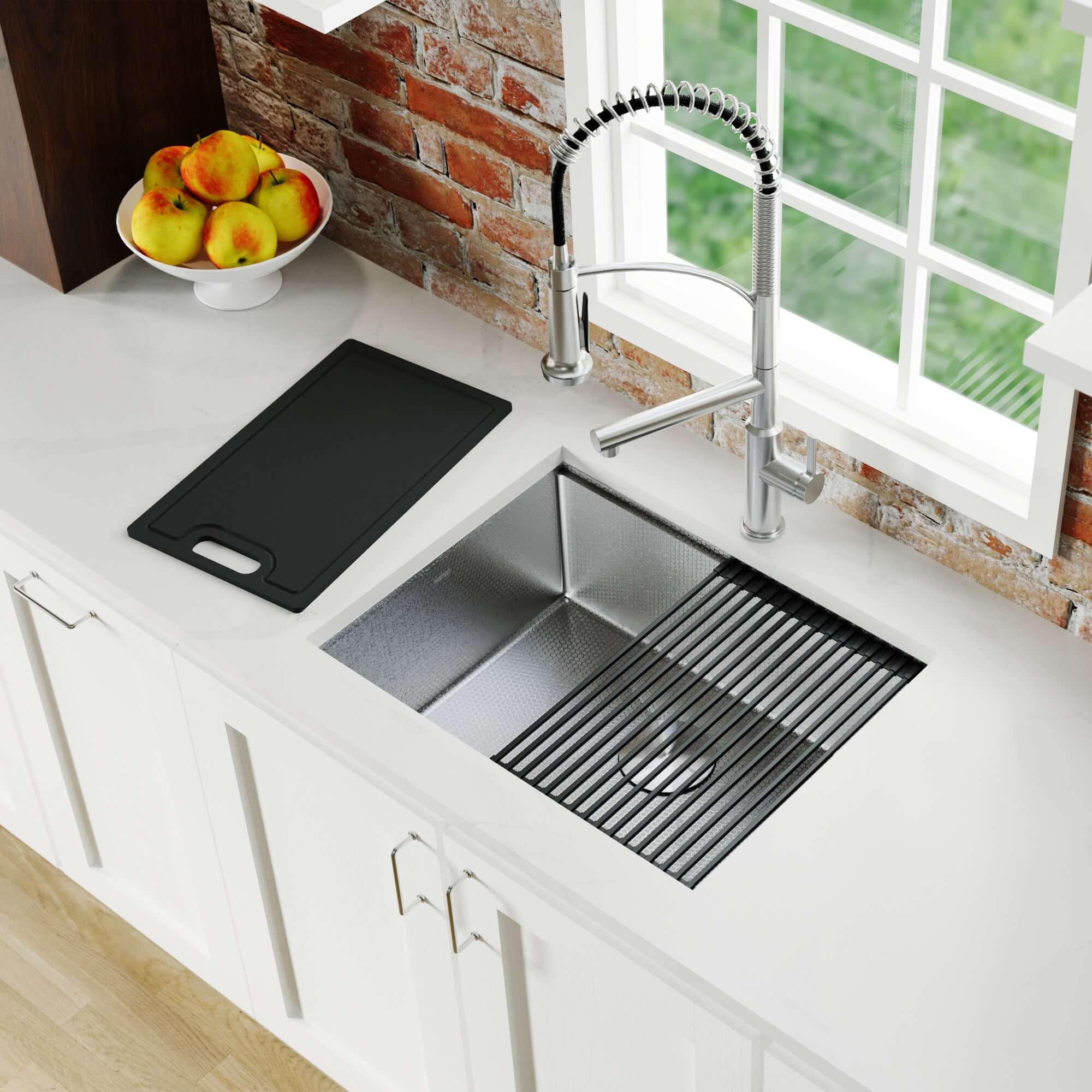 Alternate Image for Karran Matrix 24" Undermount Stainless Steel Workstation Kitchen Sink with Accessories, 16 Gauge, HSU2419SBSS