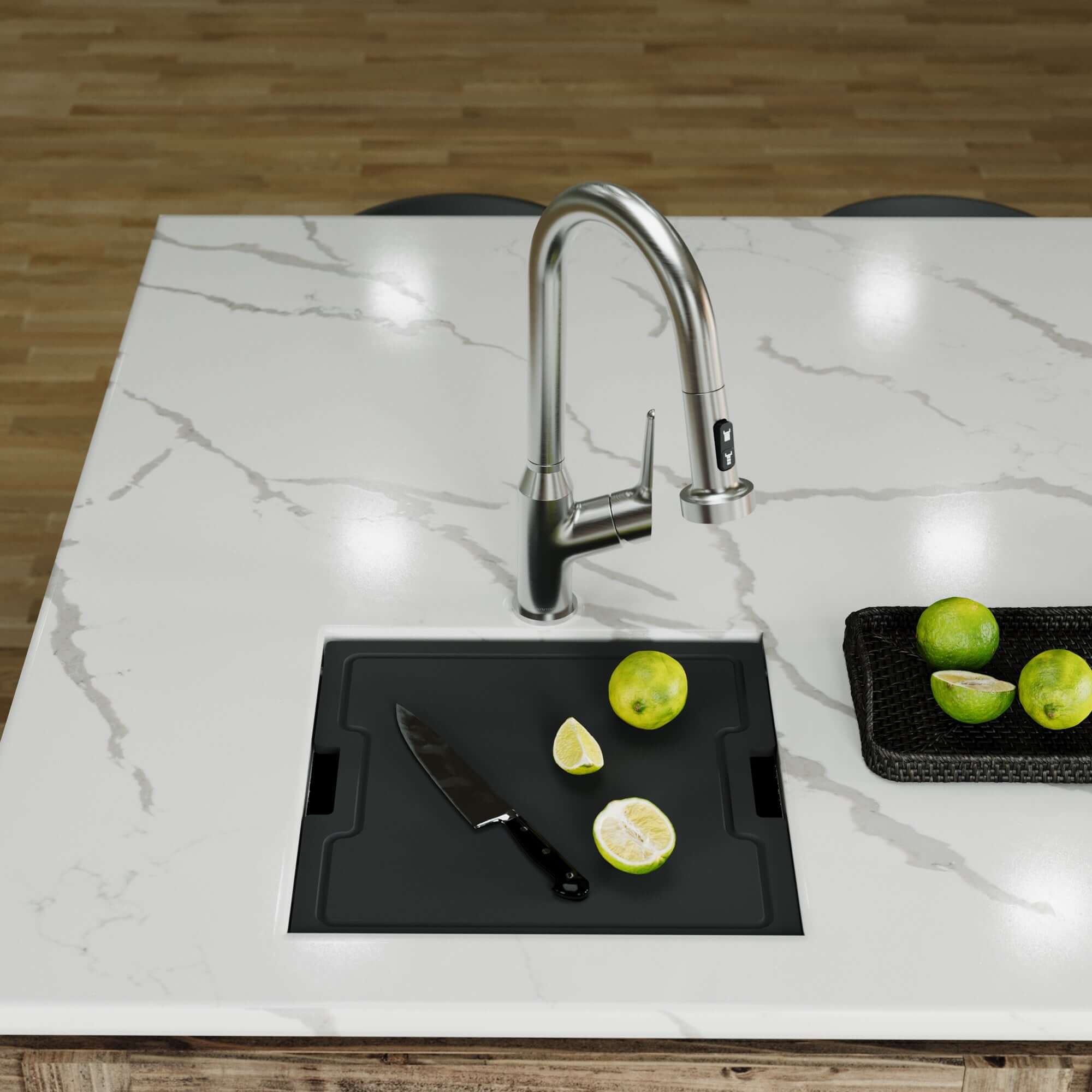 Alternate Image for Karran Matrix 17" Undermount Stainless Steel Workstation Kitchen Sink with Accessories, 16 Gauge, HSU1717SBSS