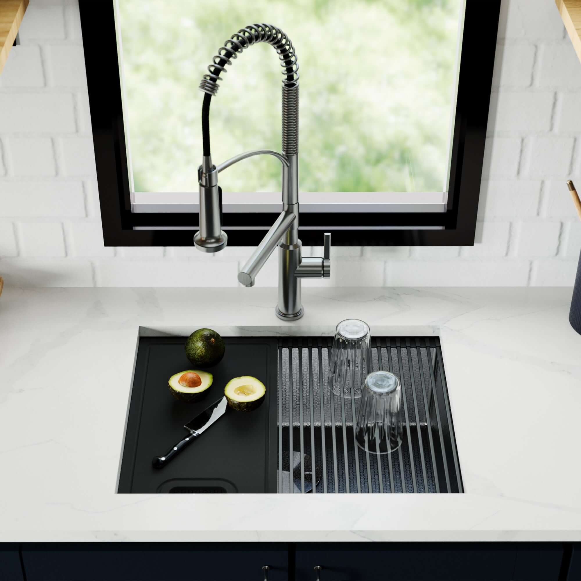 Alternate Image for Karran Matrix 24" Undermount Stainless Steel Workstation Kitchen Sink with Accessories, Gunmetal Grey, 16 Gauge, HSU2419SBGG