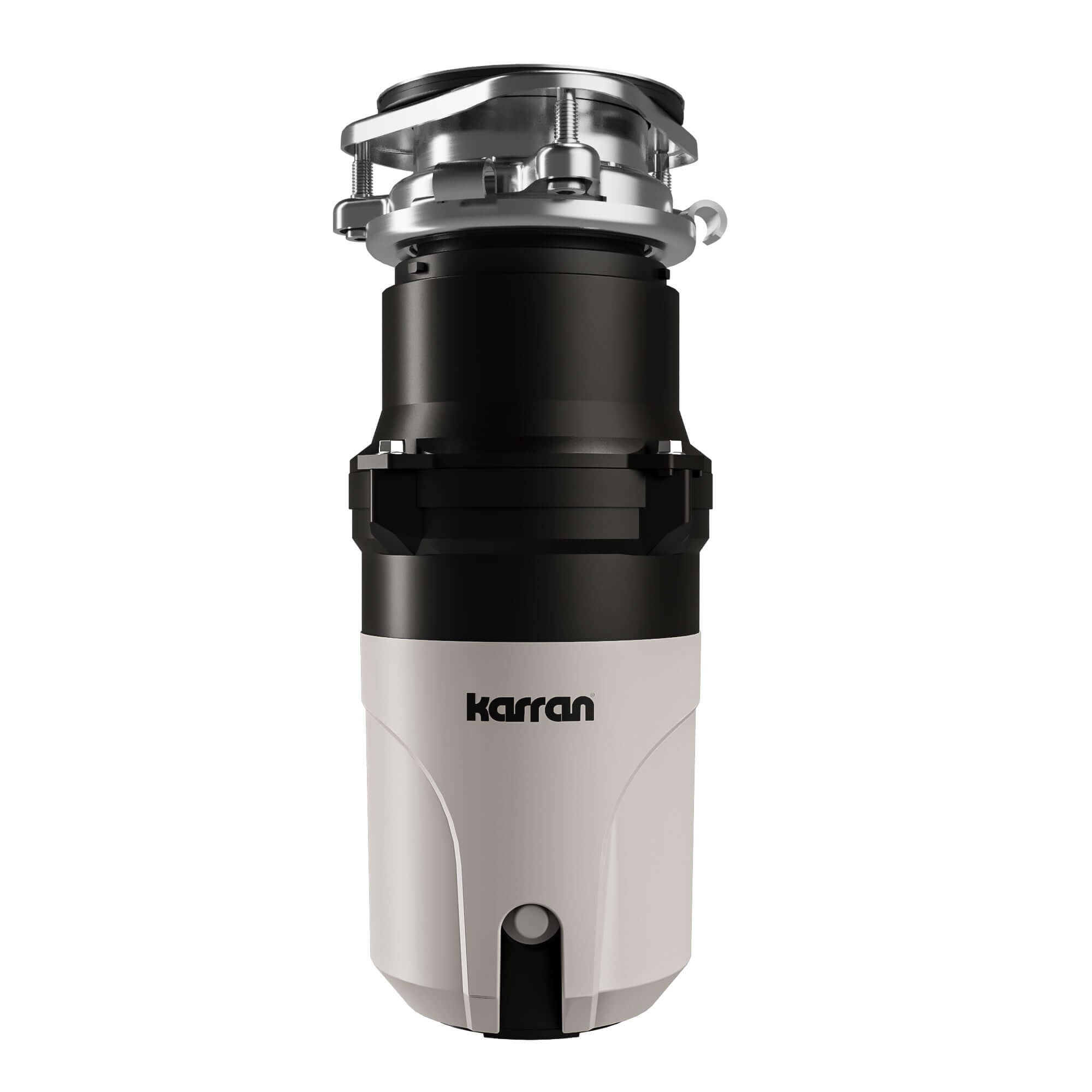 Alternate Image for Karran 1/3 HP Continuous Feed Garbage Disposal for Kitchen Sinks with Power Cord and Accessories Included, Stainless Steel, Black and Grey, KGD230
