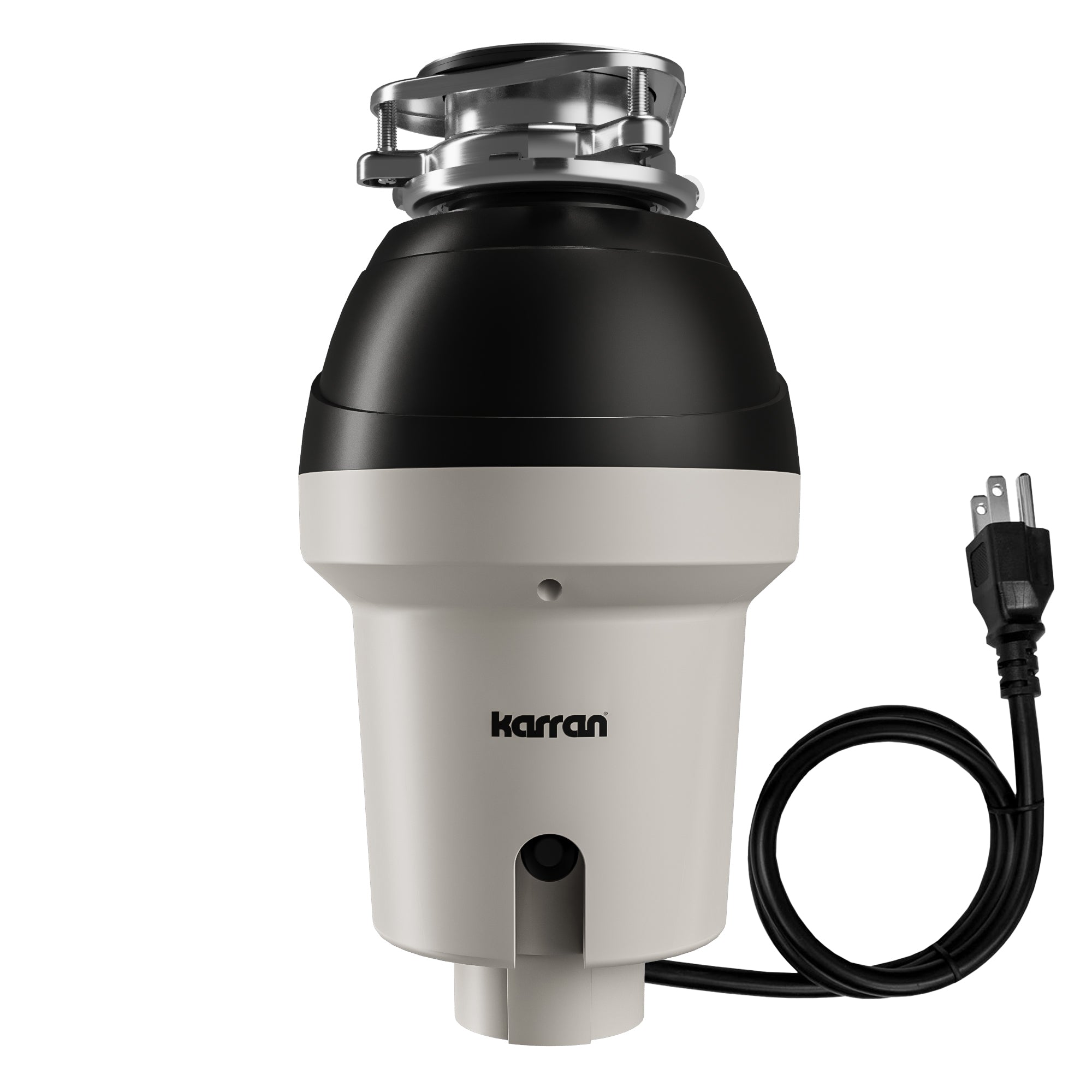 Karran 1-1/4 HP Continuous Feed Garbage Disposal for Kitchen Sinks with Power Cord and Accessories included, Stainless Steel, Black and Grey, KGD290