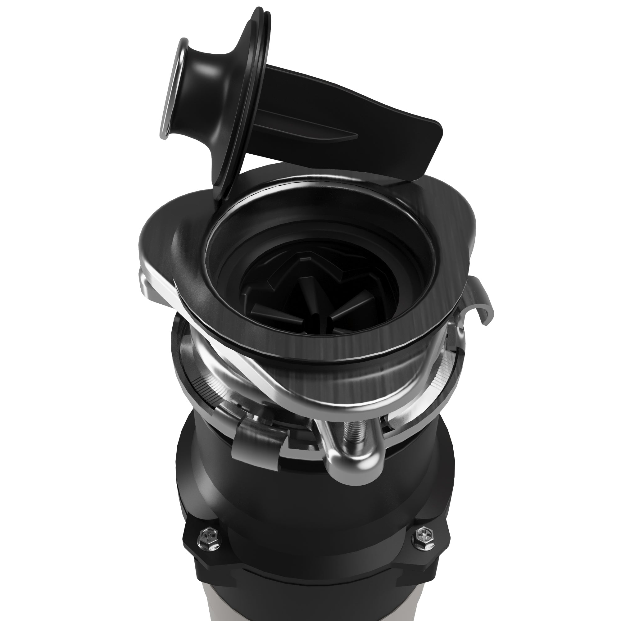 Karran 1/3 HP Continuous Feed Garbage Disposal for Kitchen Sinks with Power Cord and Accessories Included, Stainless Steel, Black and Grey, KGD230