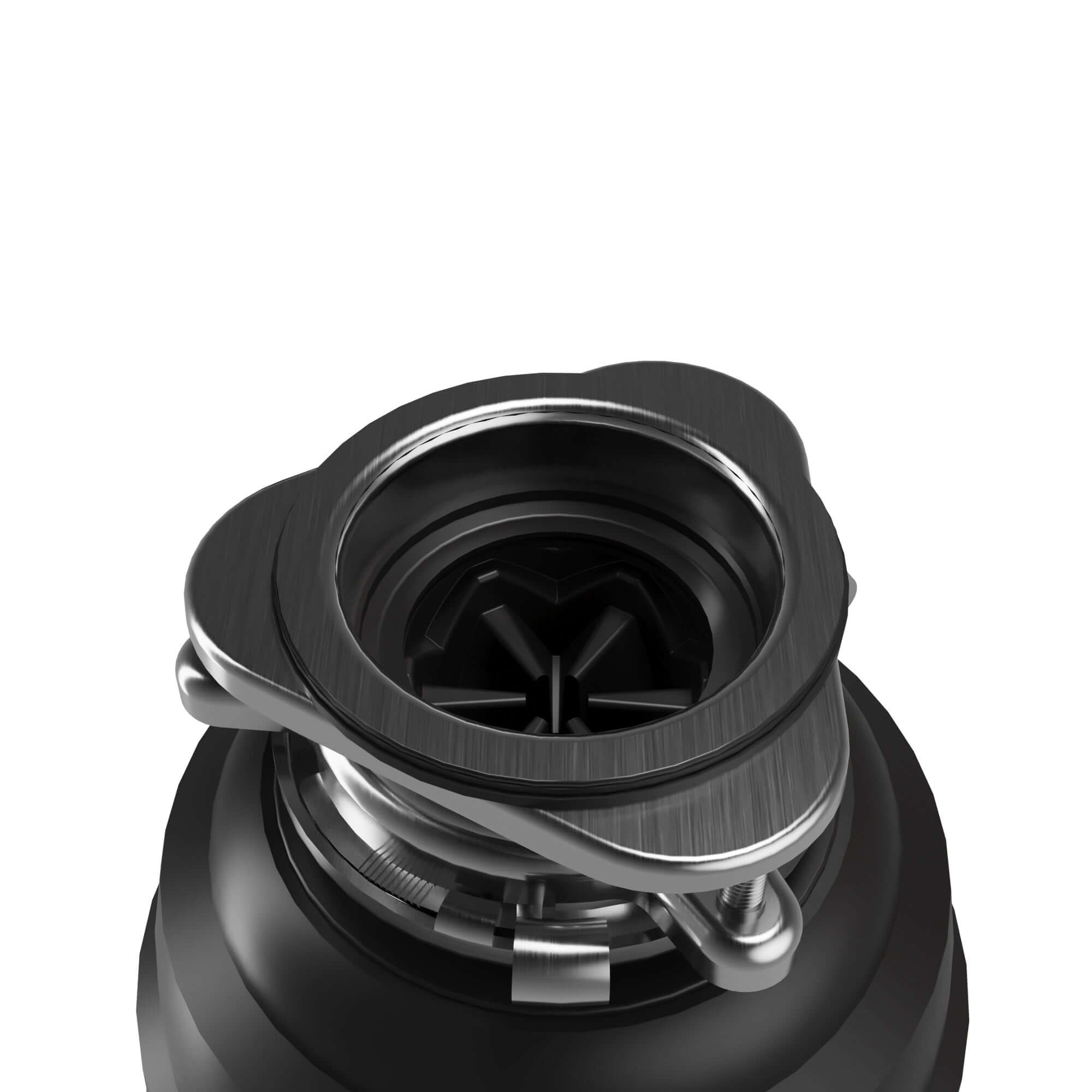 Alternate Image for Karran 3/4 HP Continuous Feed Garbage Disposal for Kitchen Sinks with Power Cord and Accessories Included, Stainless Steel, Black and Grey, KGD270