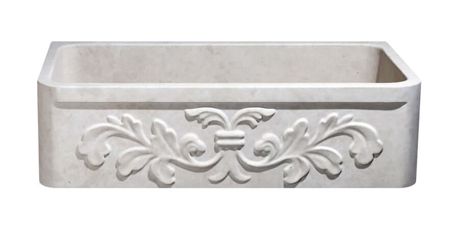 Alternate Image for 36" Stone Farmhouse Kitchen Sink, Design Apron Front, Cantera Beige Marble, KF362010SB-F2-CB