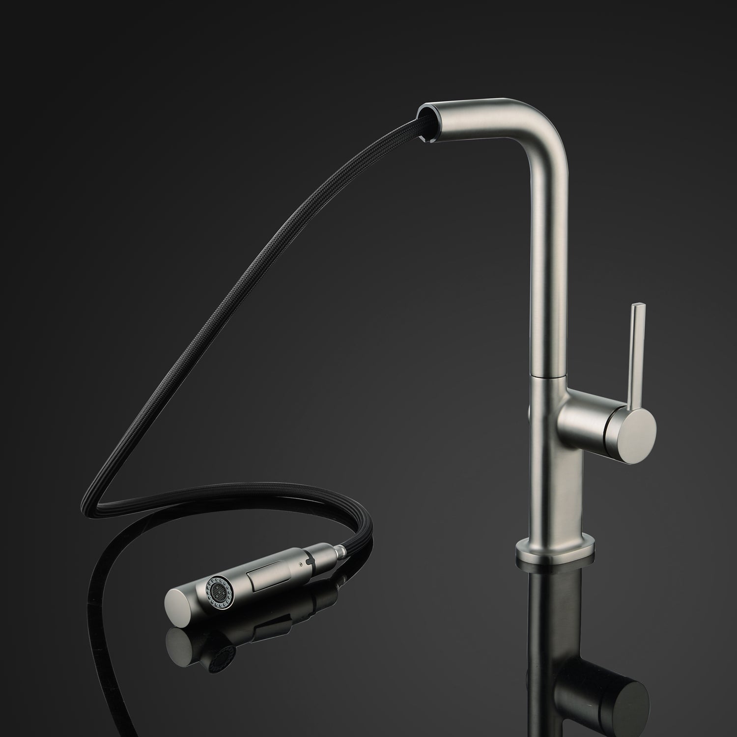 MaestroBath 1.8 GPM Rosa Modern ADA Kitchen Faucet With 2 Jets, Brushed Nickel, Lead-Free Brass, KIT-ROS-BNI