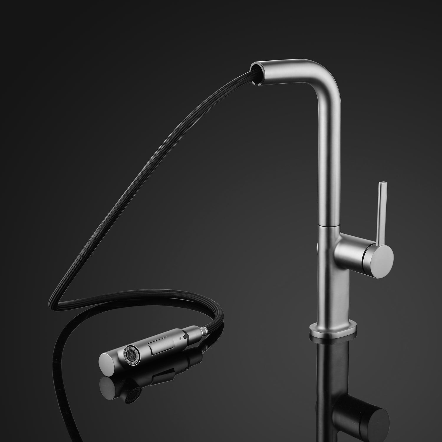 MaestroBath 1.8 GPM Rosa Modern ADA Kitchen Faucet With 2 Jets, Chrome, Lead-Free Brass, Polished Chrome, KIT-ROS-CHR