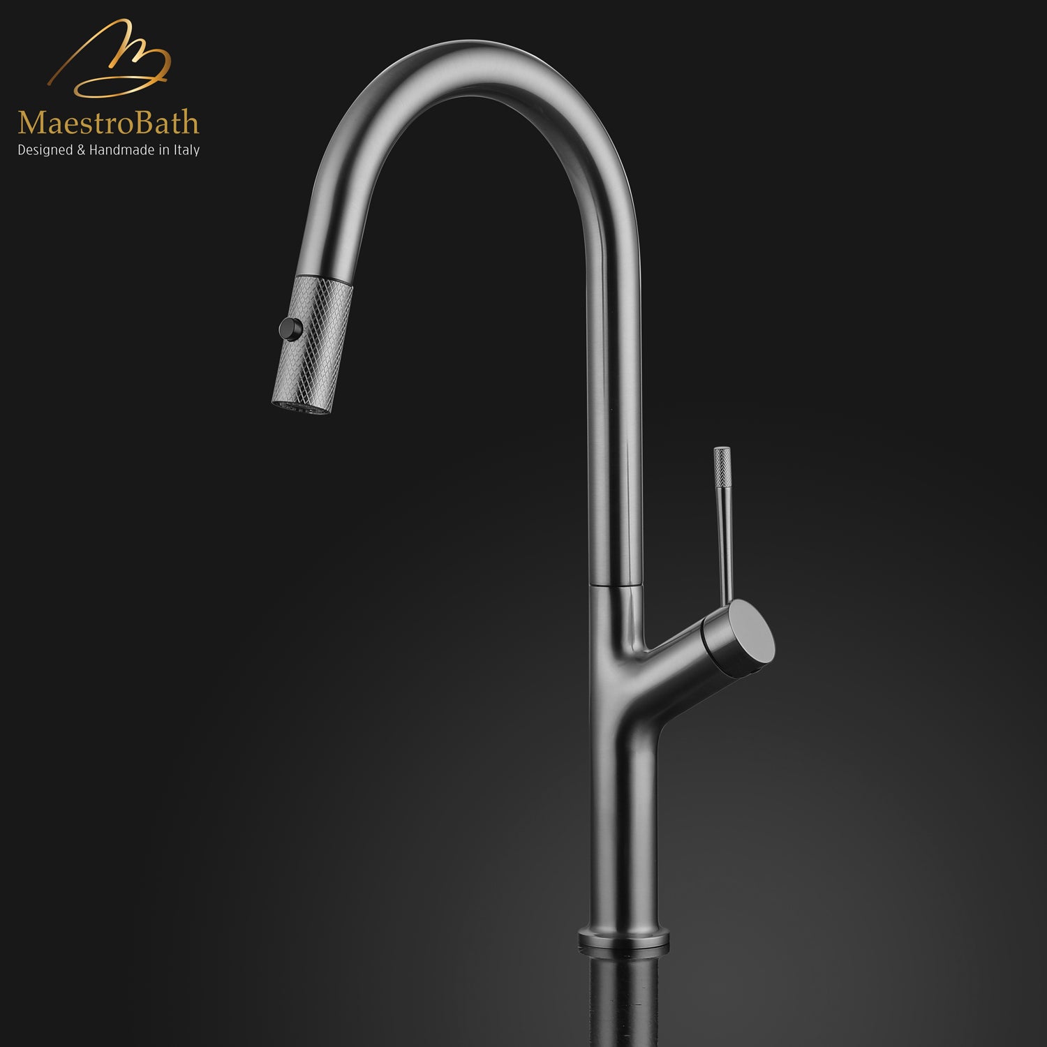 MaestroBath 1.8 GPM Brezza Modern ADA Kitchen Faucet With 2 Jets, Chrome, Lead-Free Brass, Polished Chrome, KIT-BRZ-CHR
