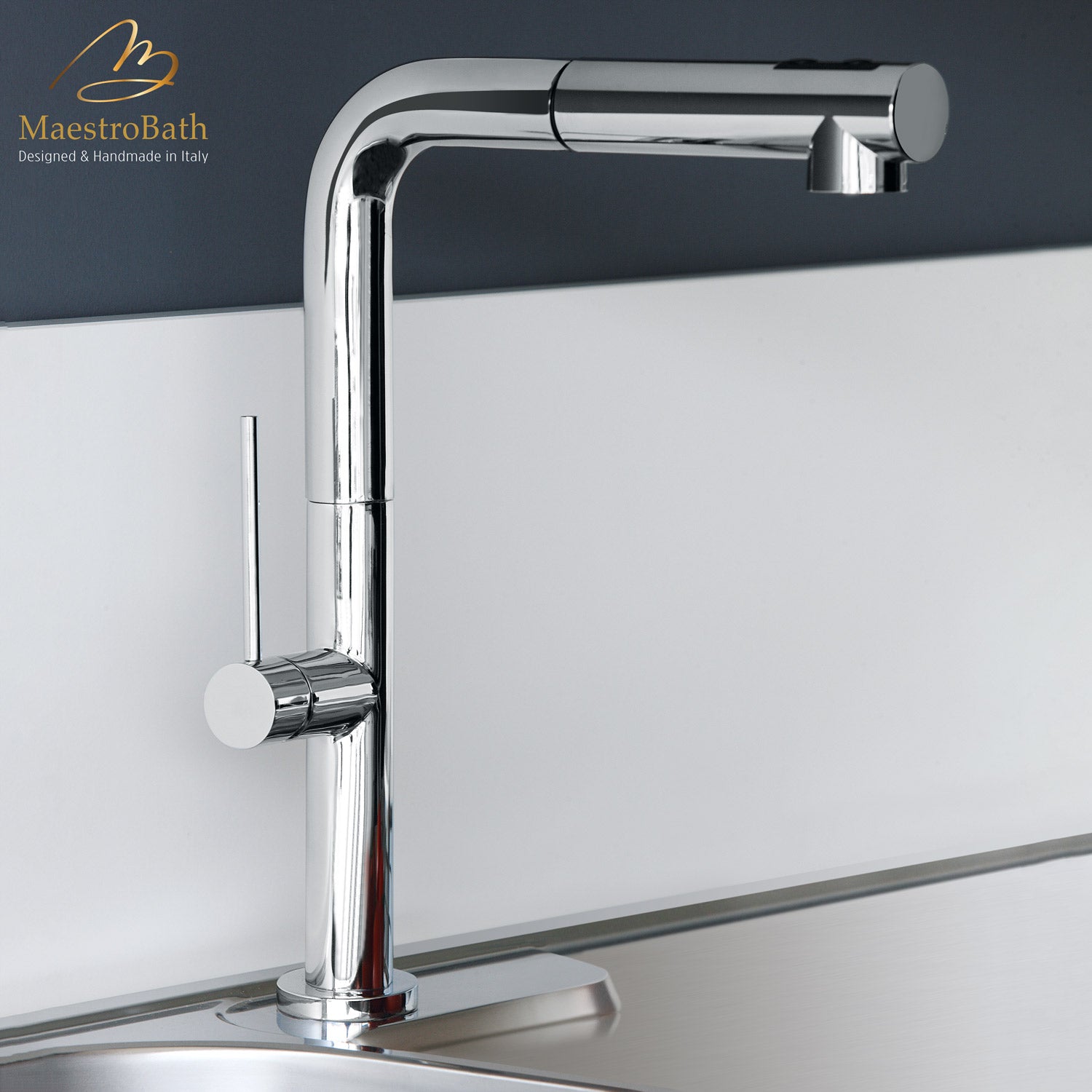 MaestroBath 1.8 GPM Usignolo ADA Kitchen Faucet, Chrome, Lead-Free Brass, Polished Chrome, KIT-USI-CHR