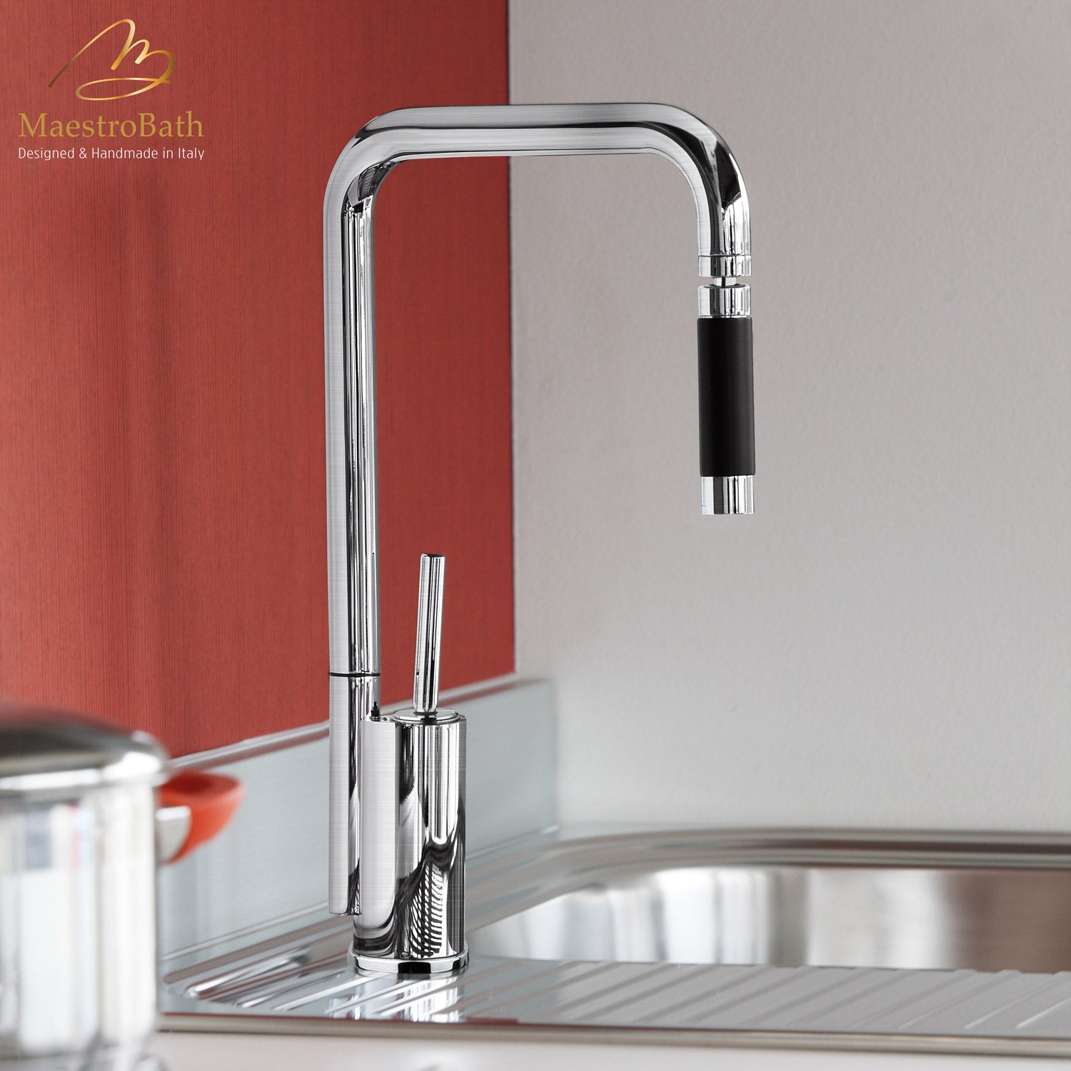 MaestroBath 1.8 GPM Lussuria Bendable ADA Kitchen Faucet, Brushed Nickel, Lead-Free Brass, KIT-LUS-BNI