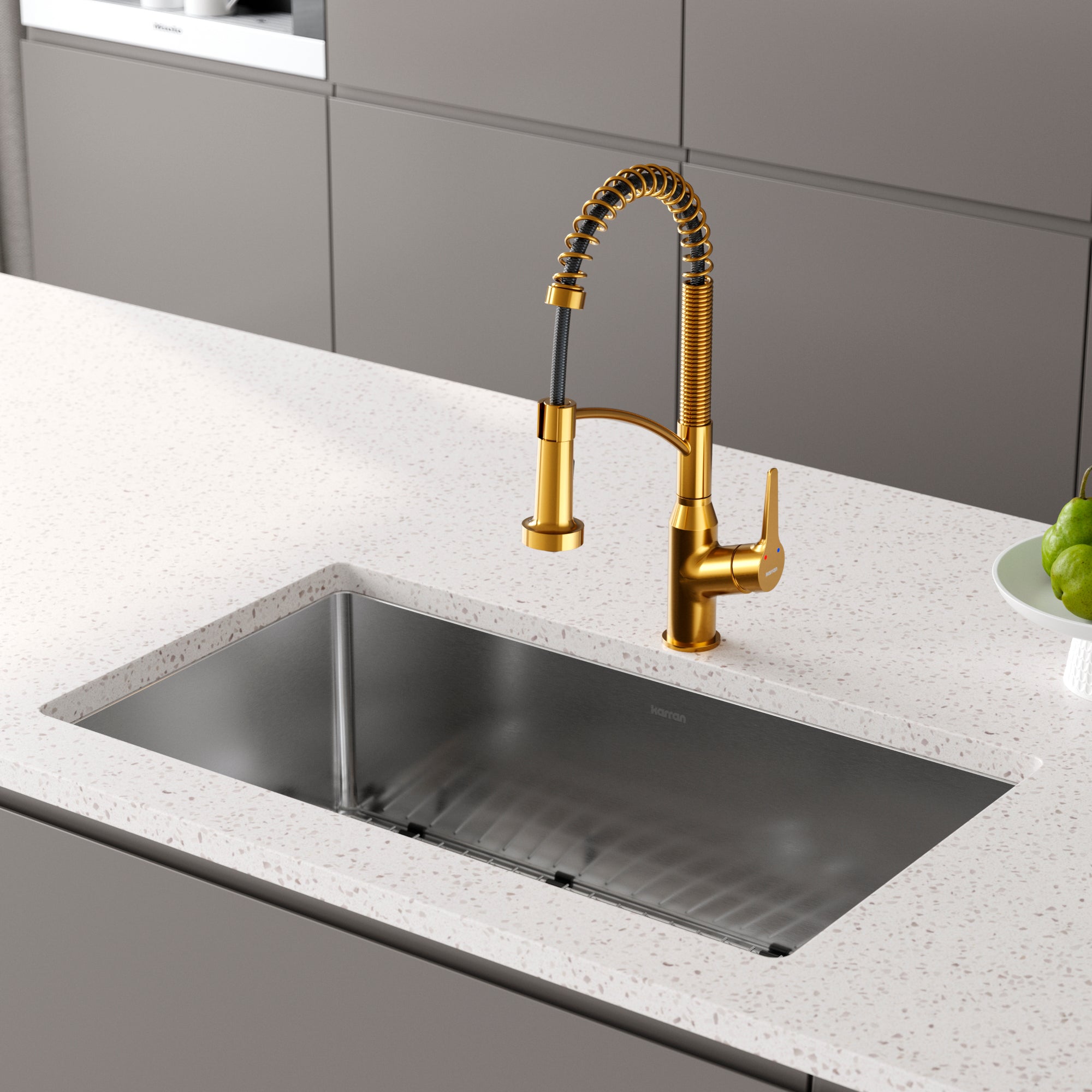 Alternate Image for Karran Scottsdale 1.8 GPM Single Lever Handle Lead-free Brass ADA Kitchen Faucet, Pull-Down Kitchen, Gold, KKF210G