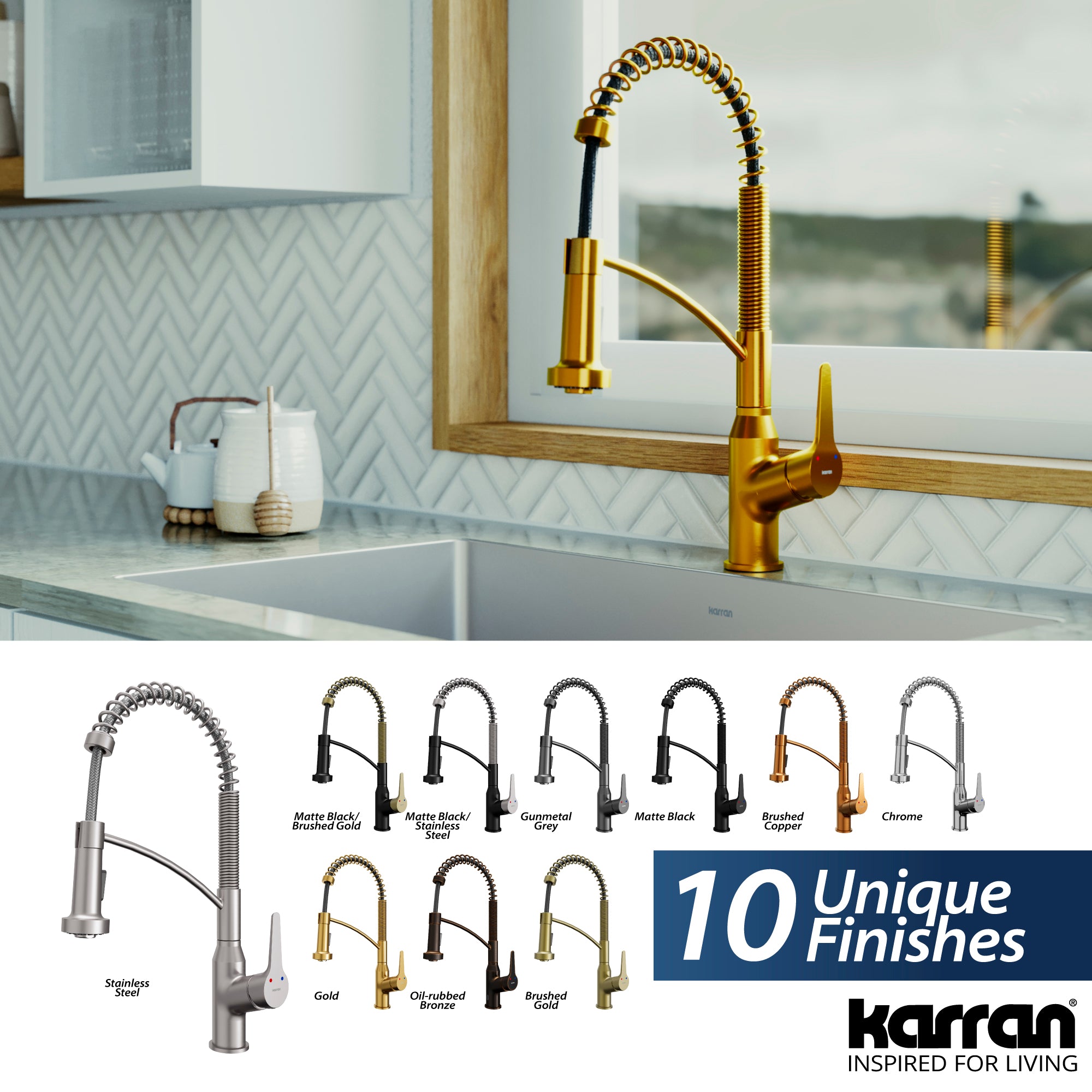 Alternate Image for Karran Scottsdale 1.8 GPM Single Lever Handle Lead-free Brass ADA Kitchen Faucet, Pull-Down Kitchen, Gold, KKF210G