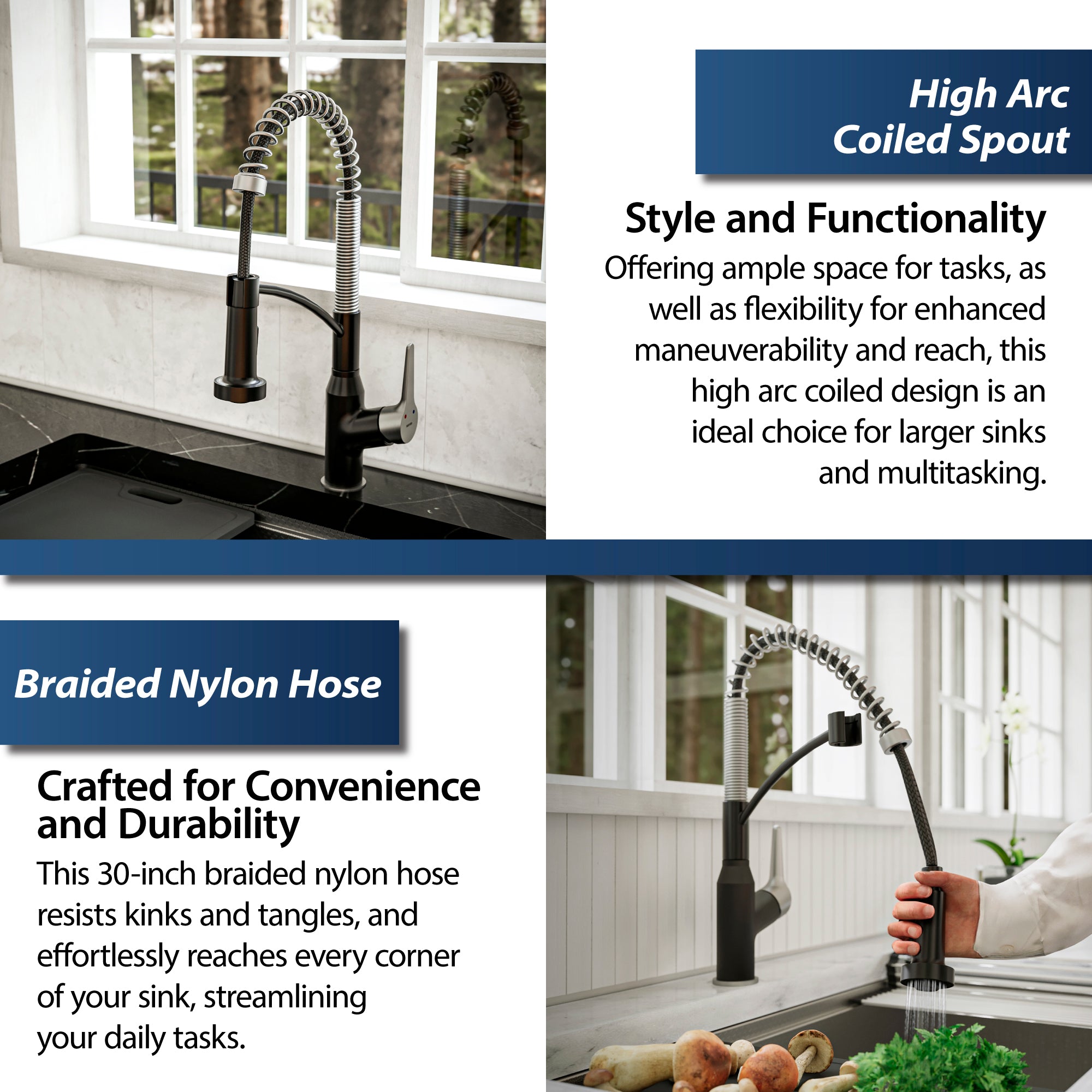 Alternate Image for Karran Scottsdale 1.8 GPM Single Lever Handle Lead-free Brass ADA Kitchen Faucet, Pull-Down, Matte Black & Stainless Steel, KKF210MBSS