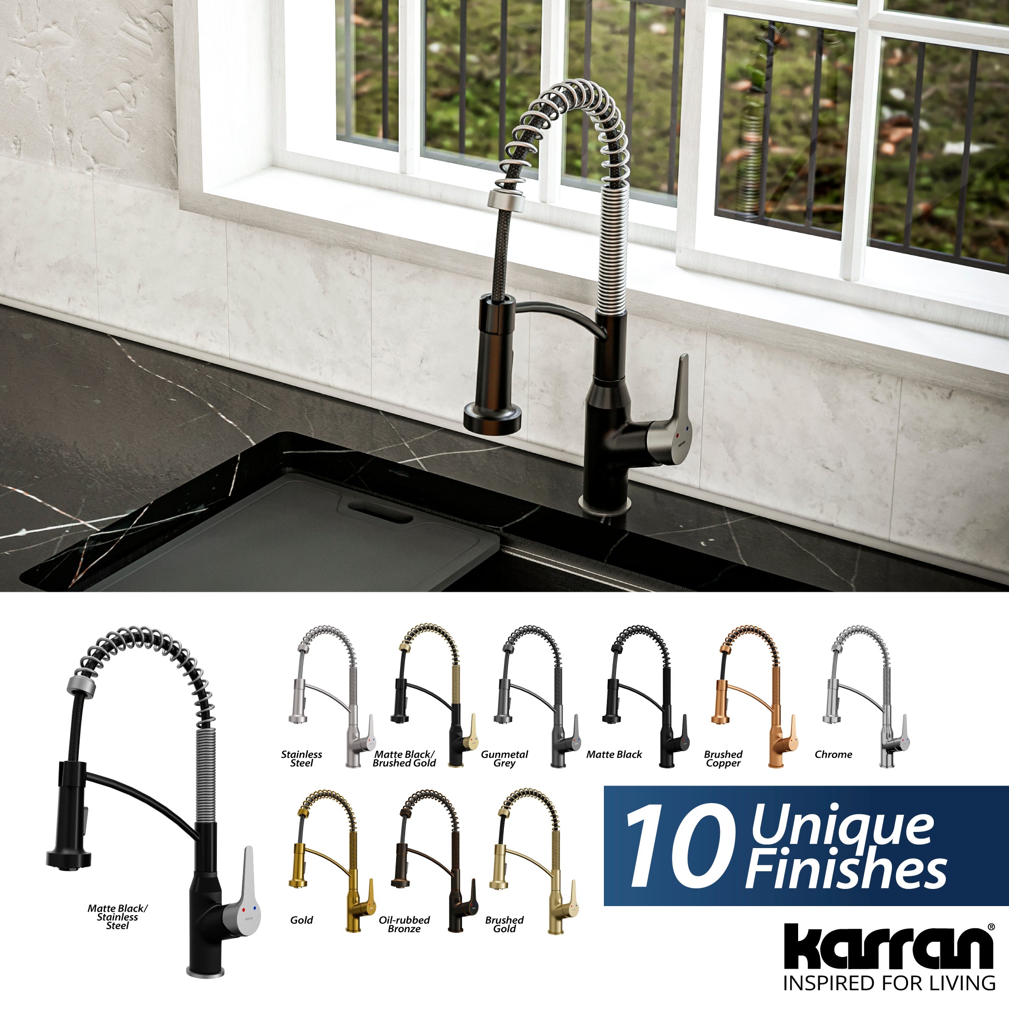 Alternate Image for Karran Scottsdale 1.8 GPM Single Lever Handle Lead-free Brass ADA Kitchen Faucet, Pull-Down, Matte Black & Stainless Steel, KKF210MBSS