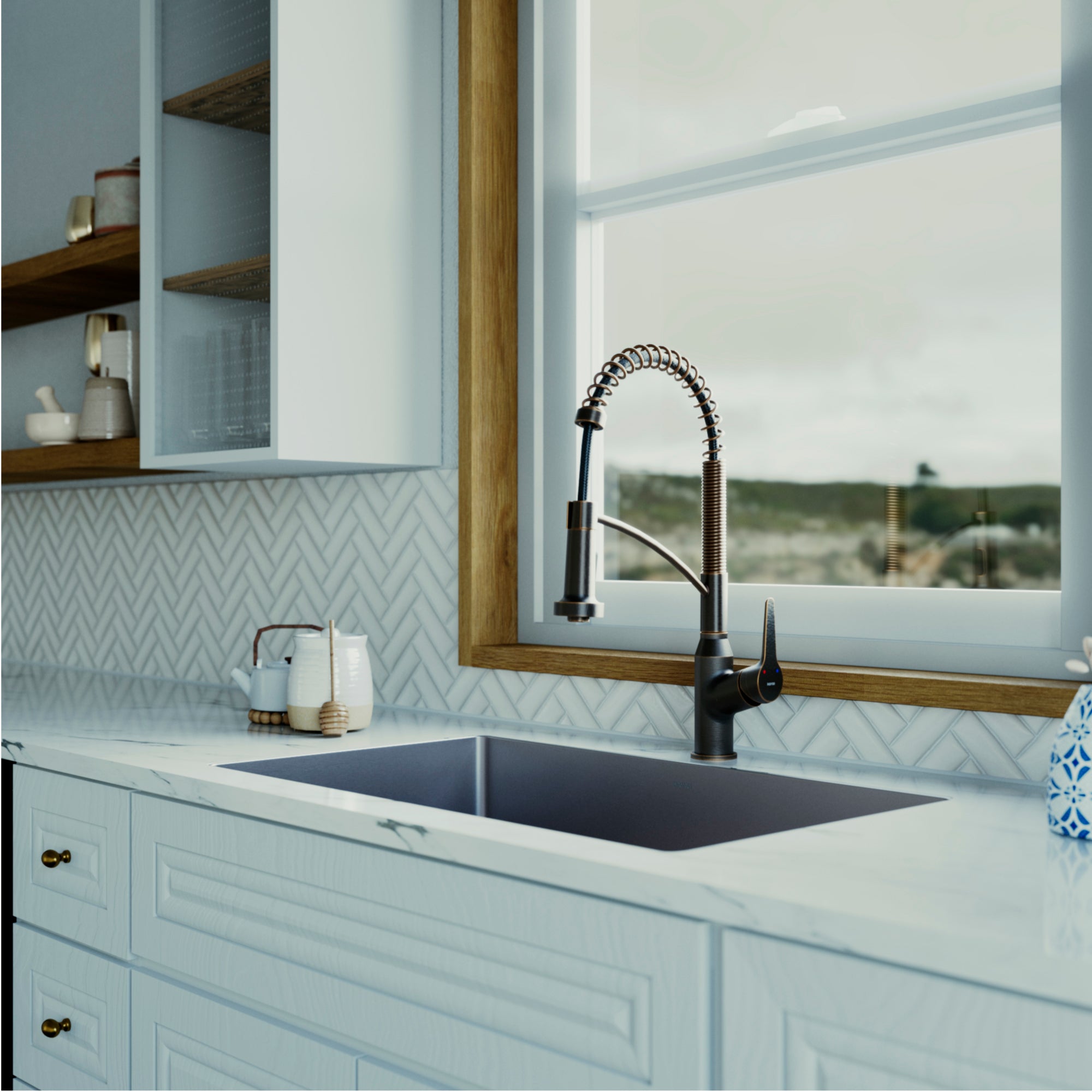 Alternate Image for Karran Scottsdale 1.8 GPM Single Lever Handle Lead-free Brass ADA Kitchen Faucet, Pull-Down Kitchen, Oil Rubbed Bronze, KKF210ORB