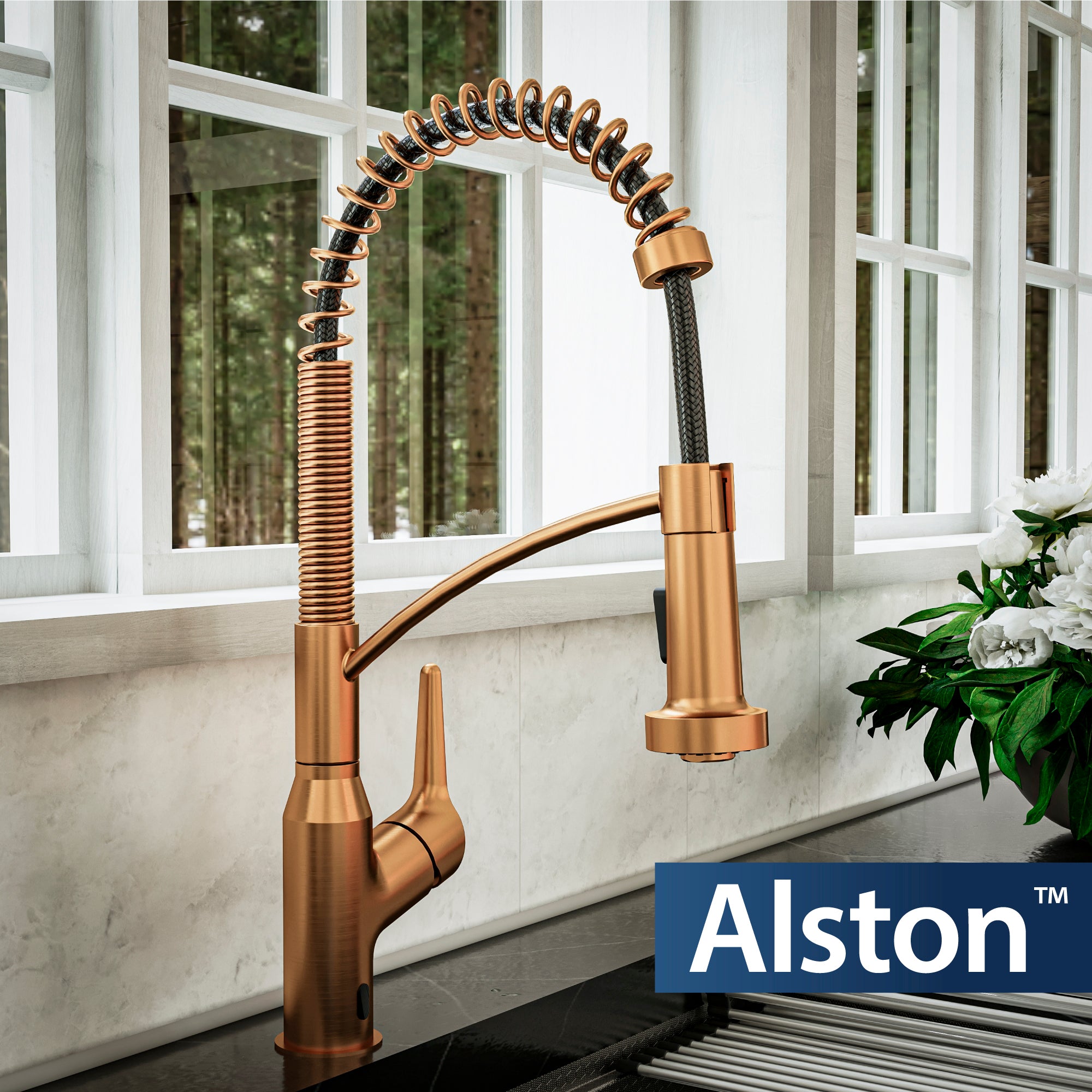 Alternate Image for Karran Alston 1.8 GPM Single Lever Handle Lead-free Brass ADA Touchless Kitchen Faucet, Pull-Down, Brushed Copper, KKF215BC