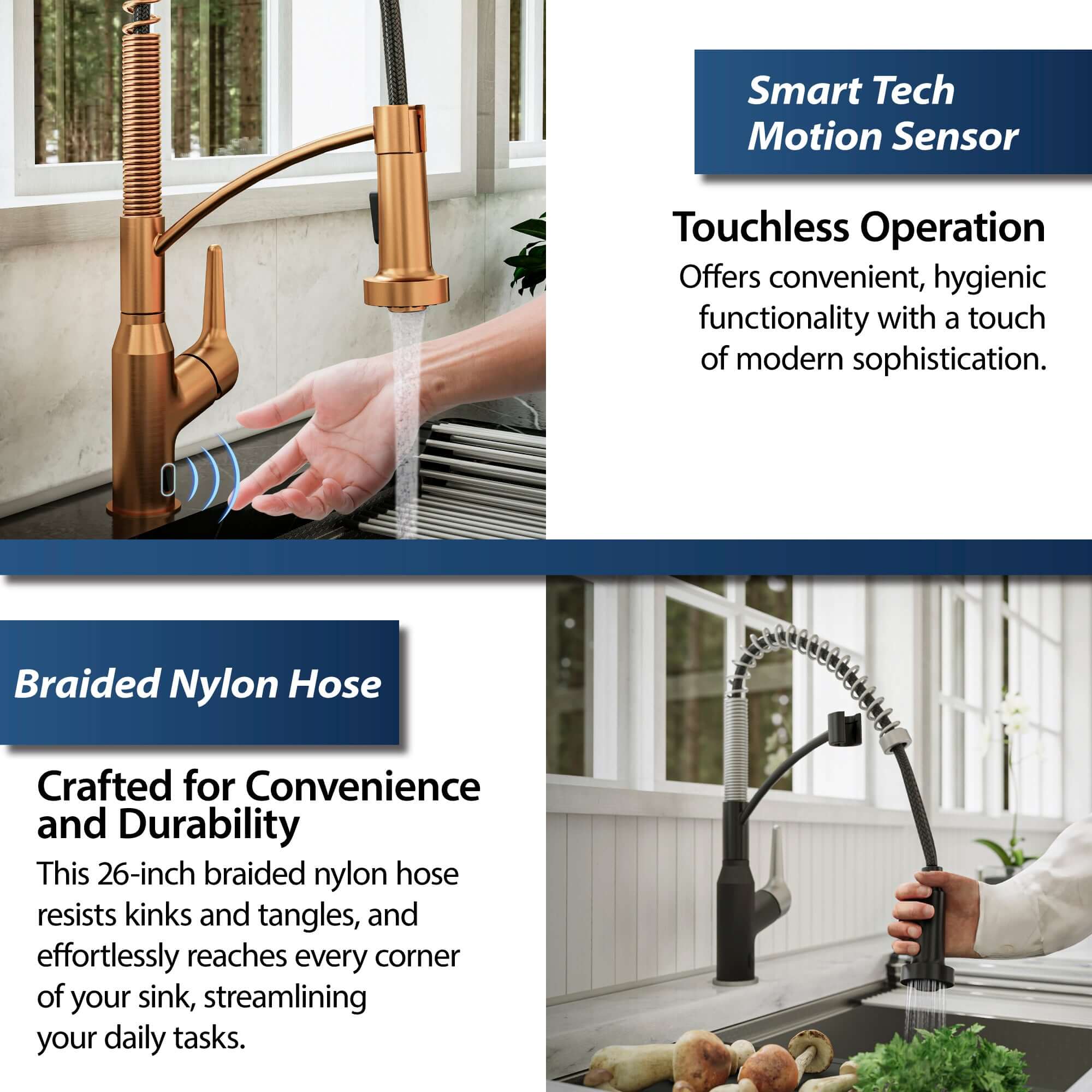 Alternate Image for Karran Alston 1.8 GPM Single Lever Handle Lead-free Brass ADA Touchless Kitchen Faucet, Pull-Down, Brushed Copper, KKF215BC