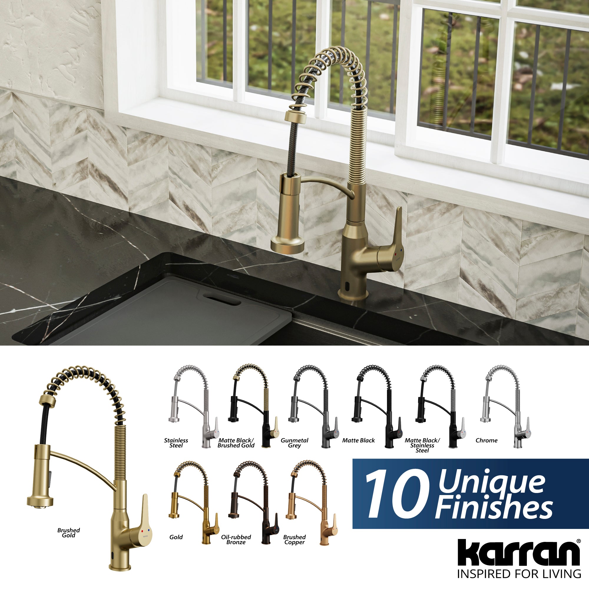 Alternate Image for Karran Alston 1.8 GPM Single Lever Handle Lead-free Brass ADA Touchless Kitchen Faucet, Pull-Down, Brushed Gold, KKF215BG