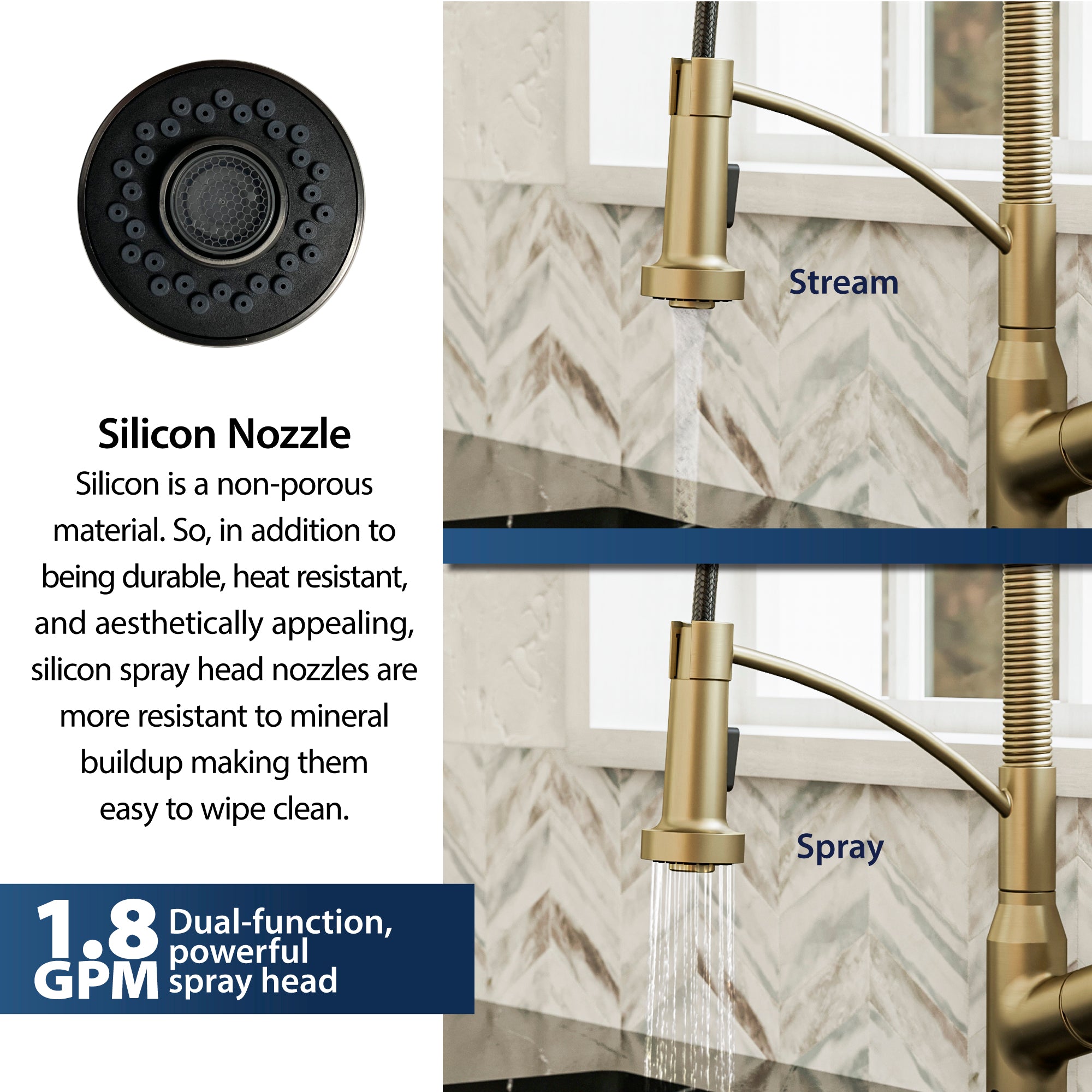 Alternate Image for Karran Alston 1.8 GPM Single Lever Handle Lead-free Brass ADA Touchless Kitchen Faucet, Pull-Down, Brushed Gold, KKF215BG