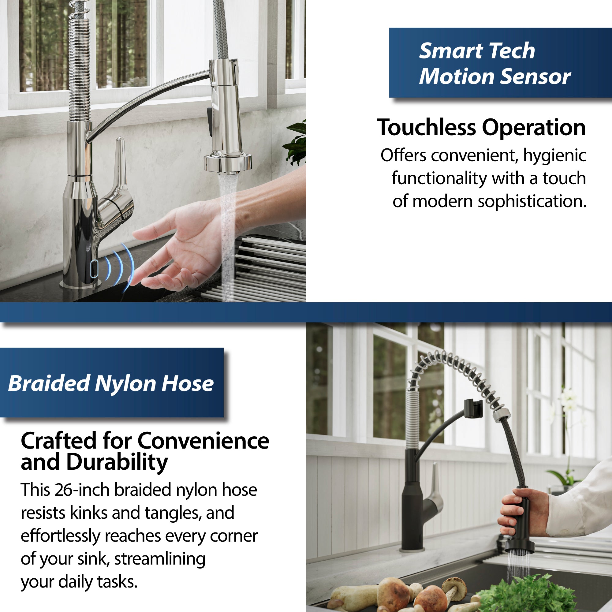 Alternate Image for Karran Alston 1.8 GPM Single Lever Handle Lead-free Brass ADA Touchless Kitchen Faucet, Pull-Down, Chrome, KKF215C