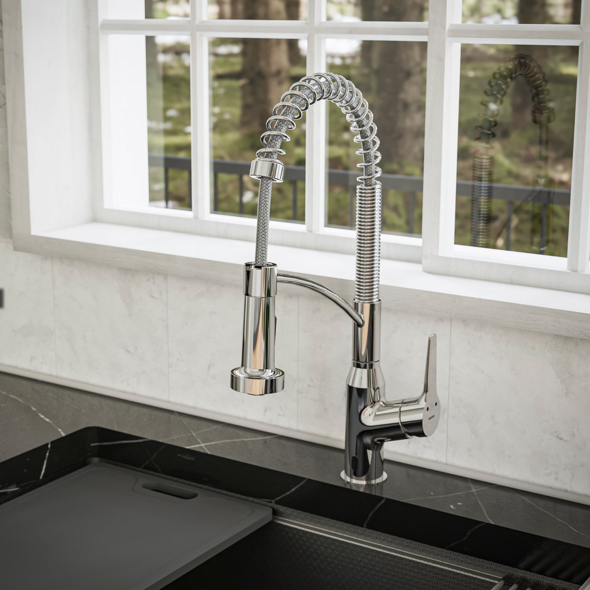 Alternate Image for Karran Alston 1.8 GPM Single Lever Handle Lead-free Brass ADA Touchless Kitchen Faucet, Pull-Down, Chrome, KKF215C