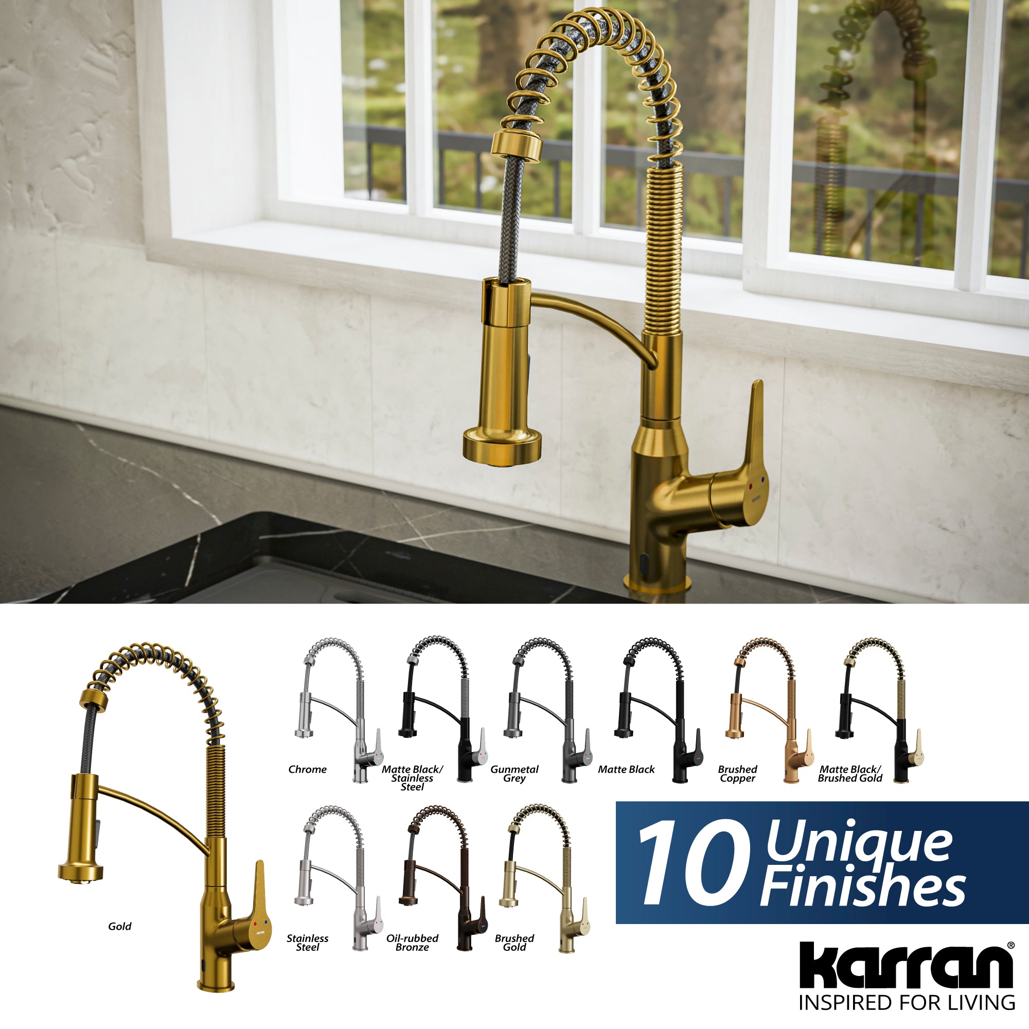 Alternate Image for Karran Alston 1.8 GPM Single Lever Handle Lead-free Brass ADA Touchless Kitchen Faucet, Pull-Down, Gold, KKF215G