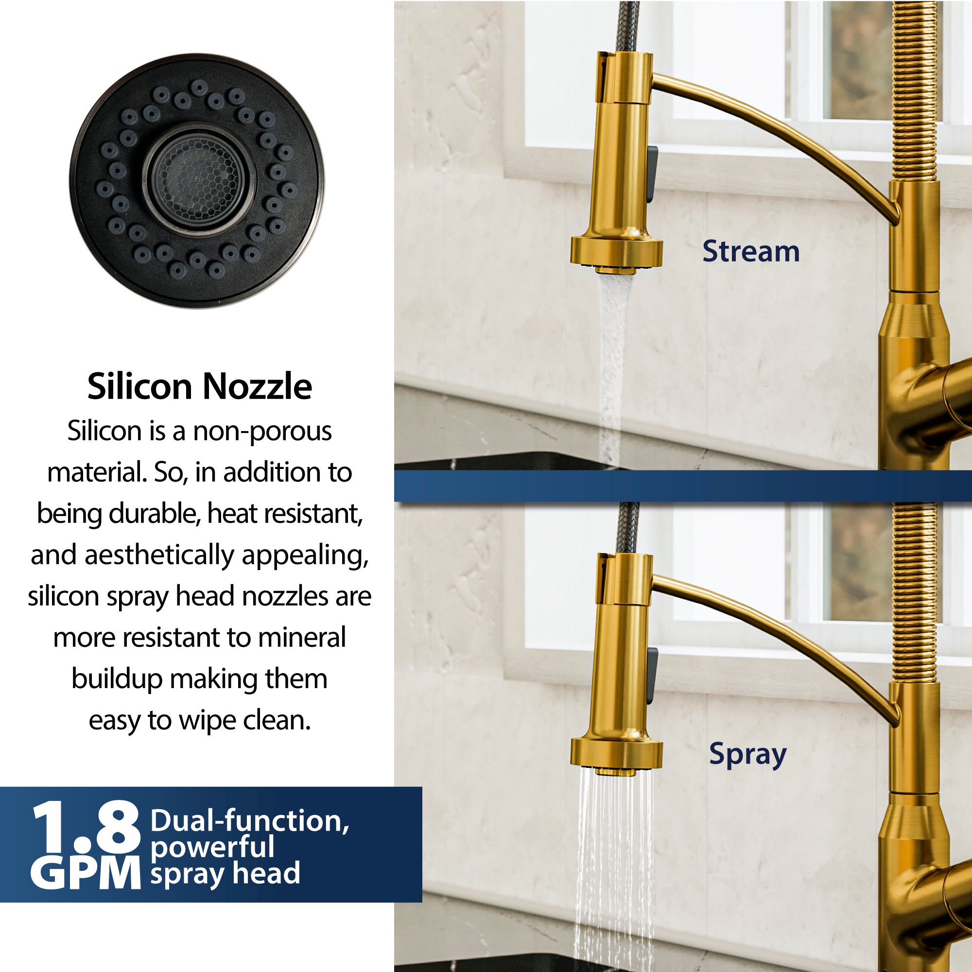 Alternate Image for Karran Alston 1.8 GPM Single Lever Handle Lead-free Brass ADA Touchless Kitchen Faucet, Pull-Down, Gold, KKF215G