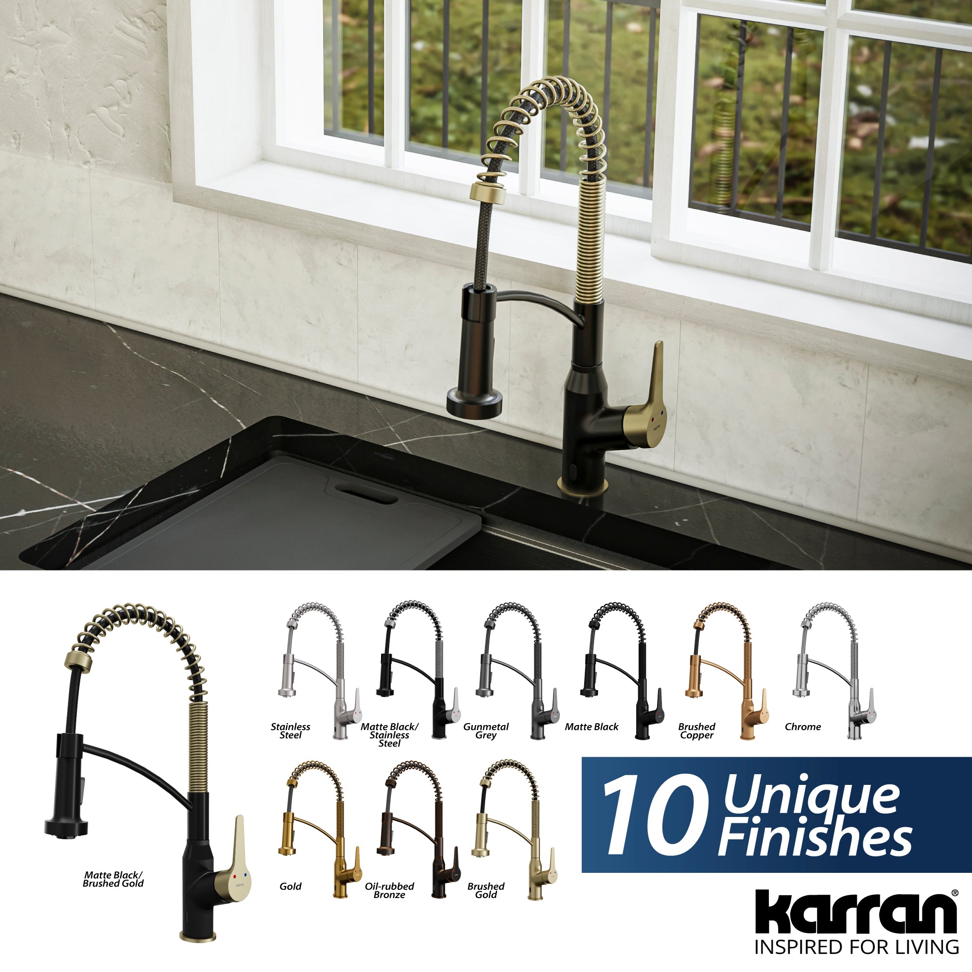 Alternate Image for Karran Alston 1.8 GPM Single Lever Handle Lead-free Brass ADA Touchless Kitchen Faucet, Pull-Down, Matte Black & Brushed Gold, KKF215MBBG